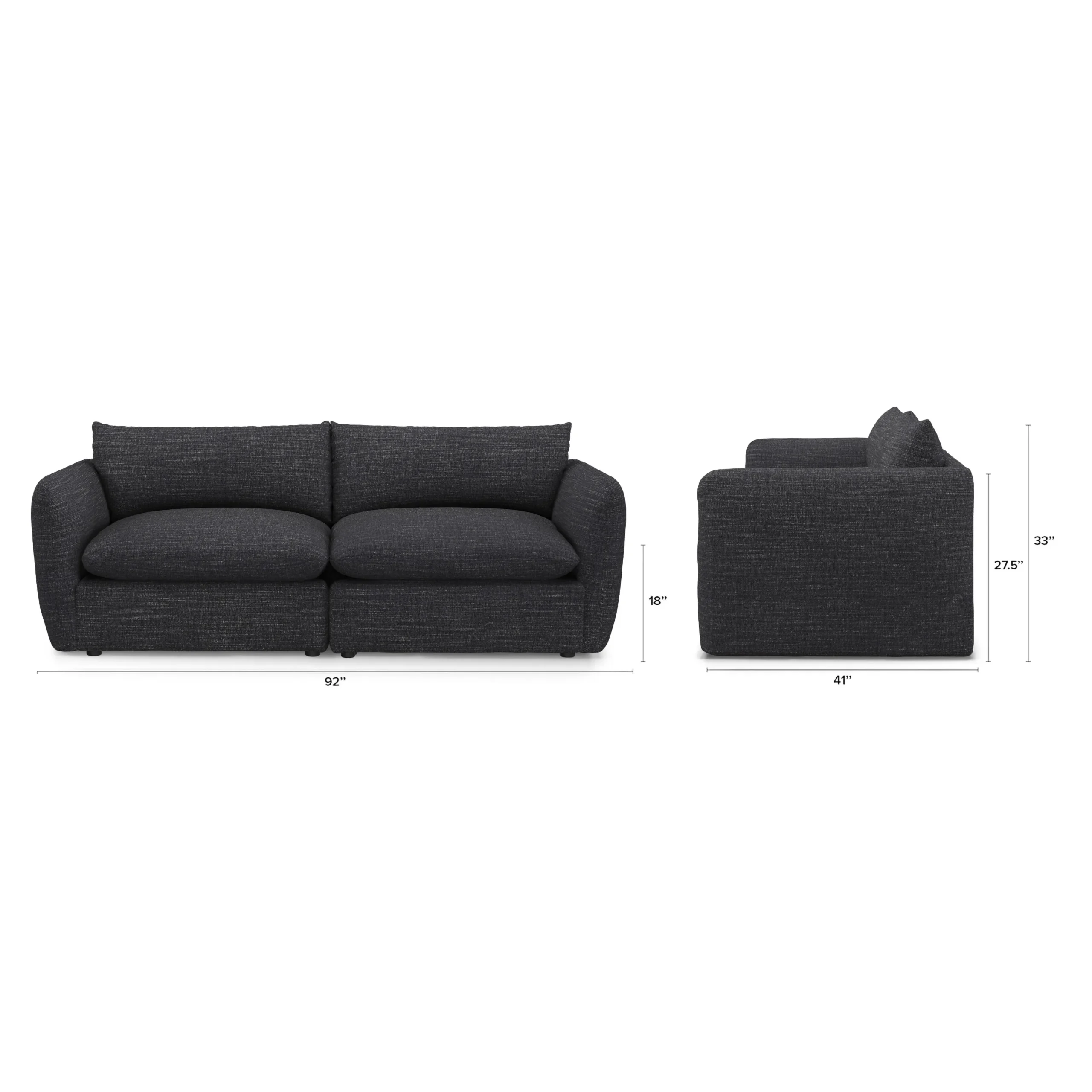 Leigh 92_ Modular Sofa - Napa Charcoal - Image 2