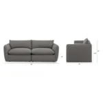 Leigh 92_ Modular Sofa - Silver Gray