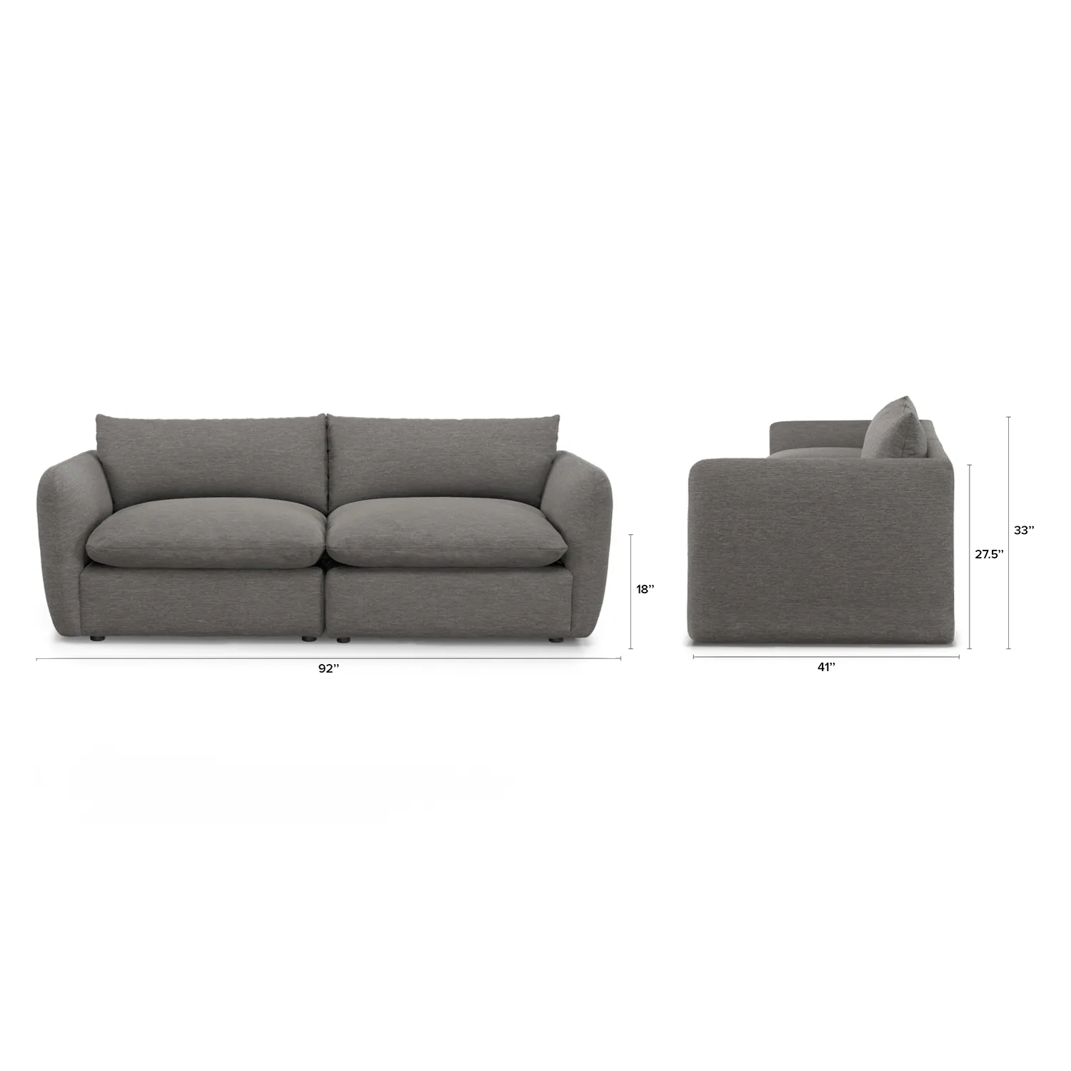 Leigh 92_ Modular Sofa - Silver Gray - Image 2