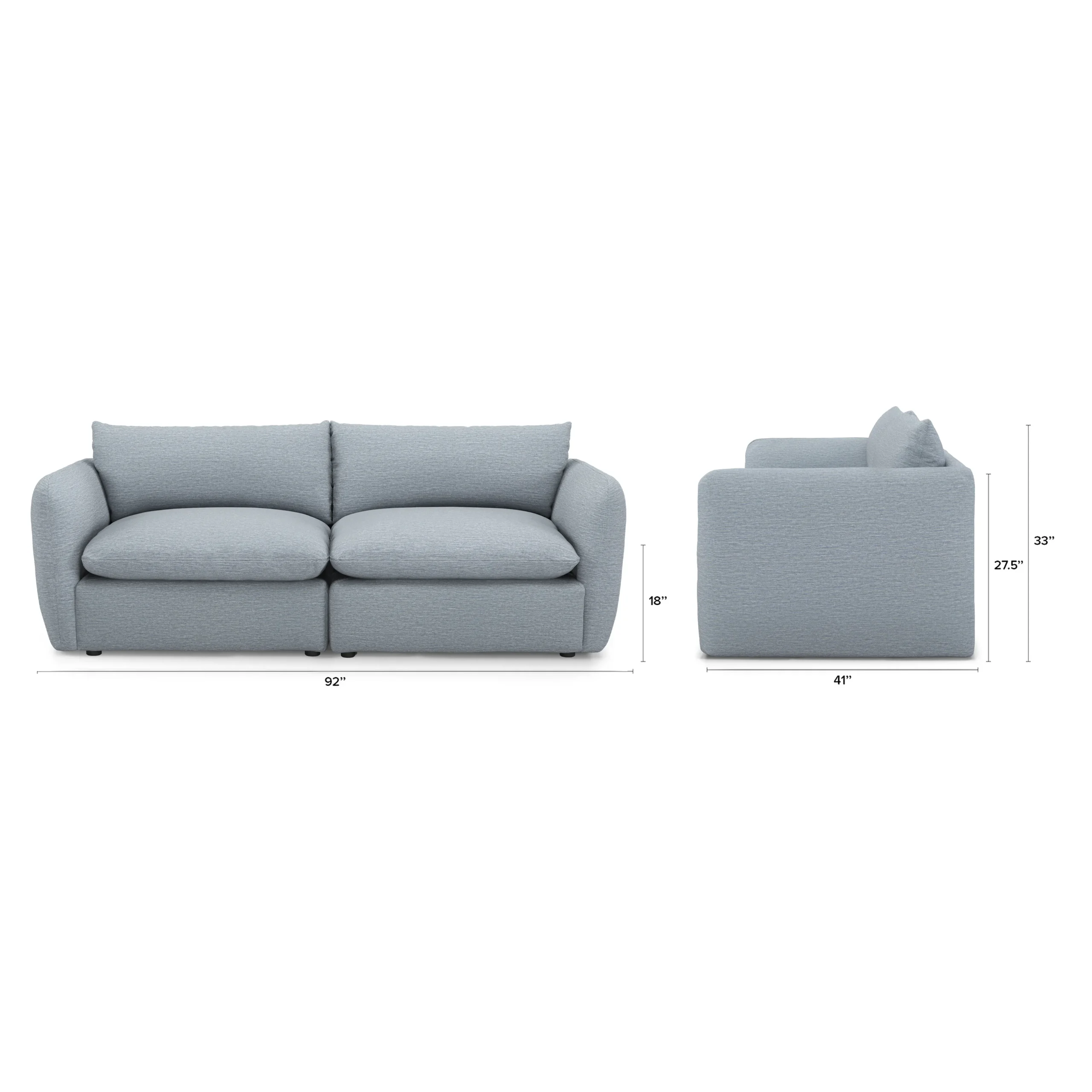 Leigh 92_ Modular Sofa - Silver Light Blue - Image 2