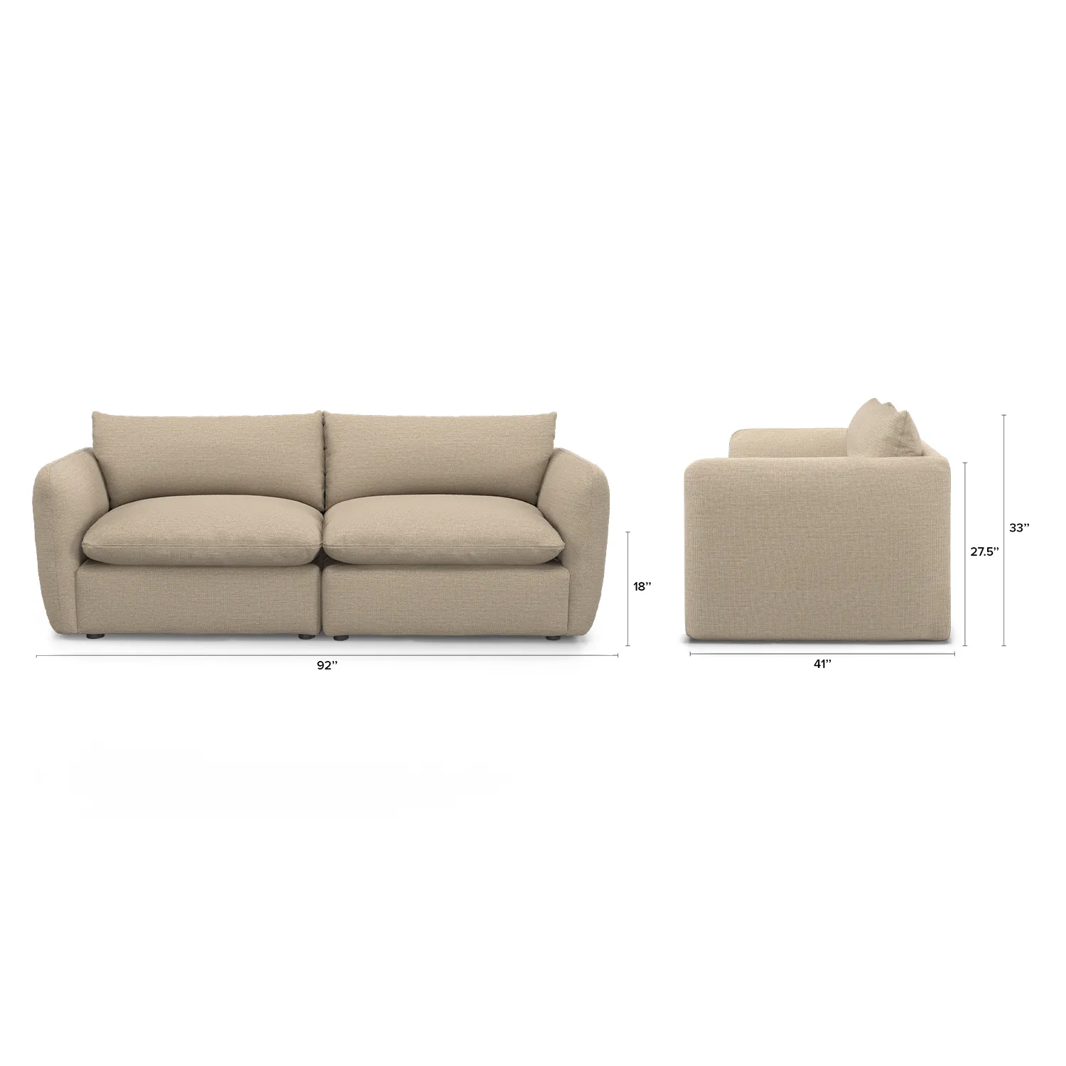 Leigh 92_ Modular Sofa - Silver Taupe - Image 2