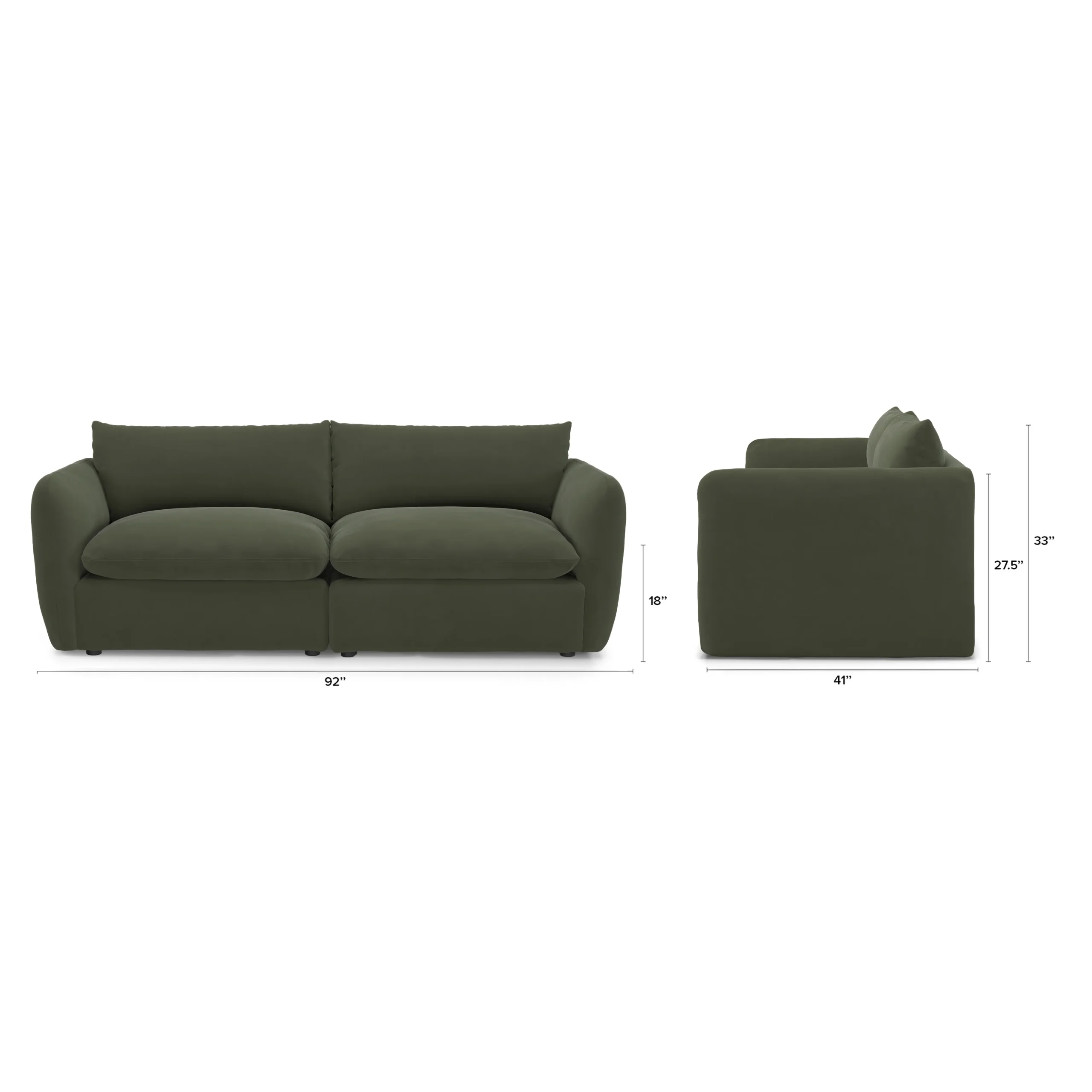 Leigh 92_ Velvet Modular Sofa - Hale Fir Green - Image 2