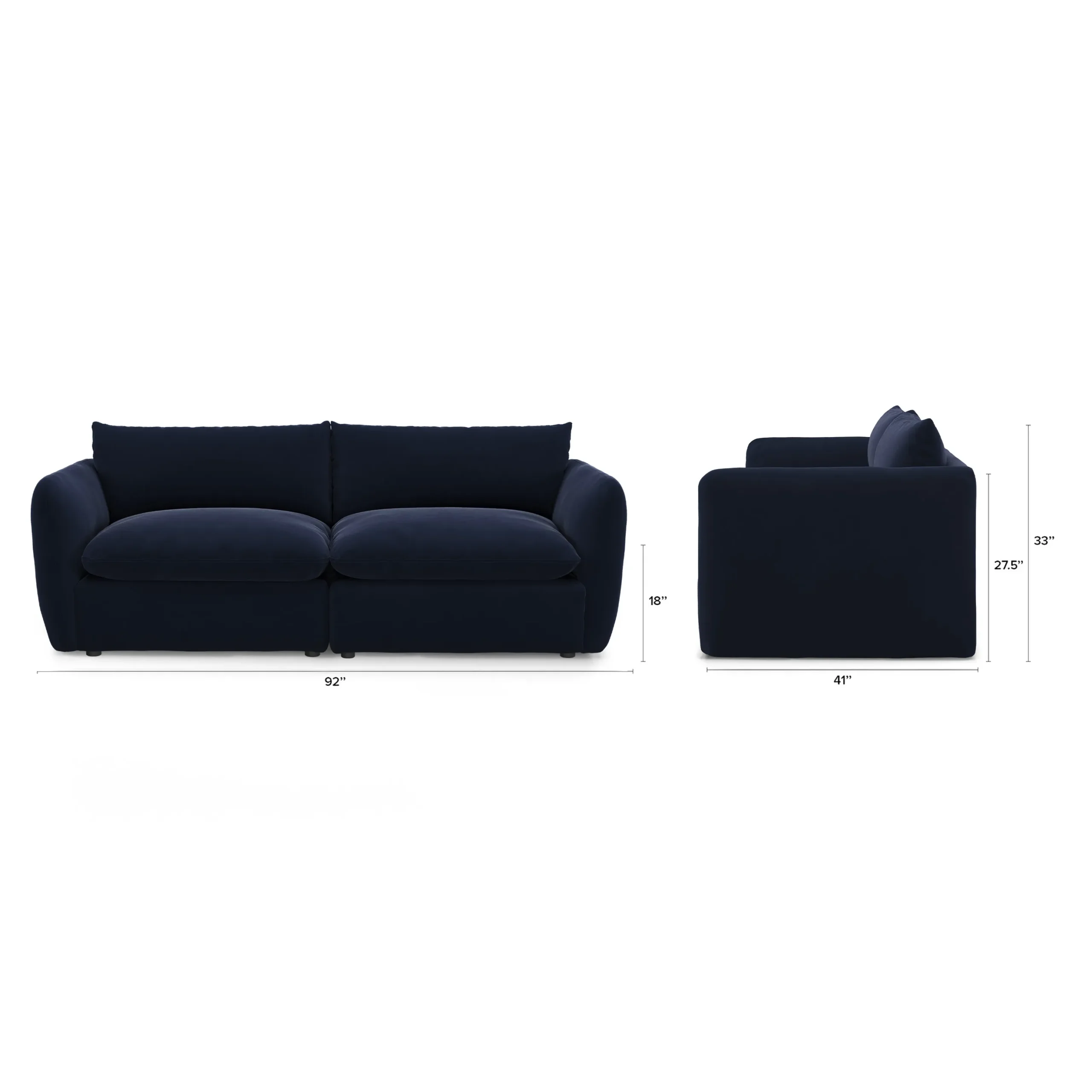 Leigh 92_ Velvet Modular Sofa - Hale Ink - Image 2