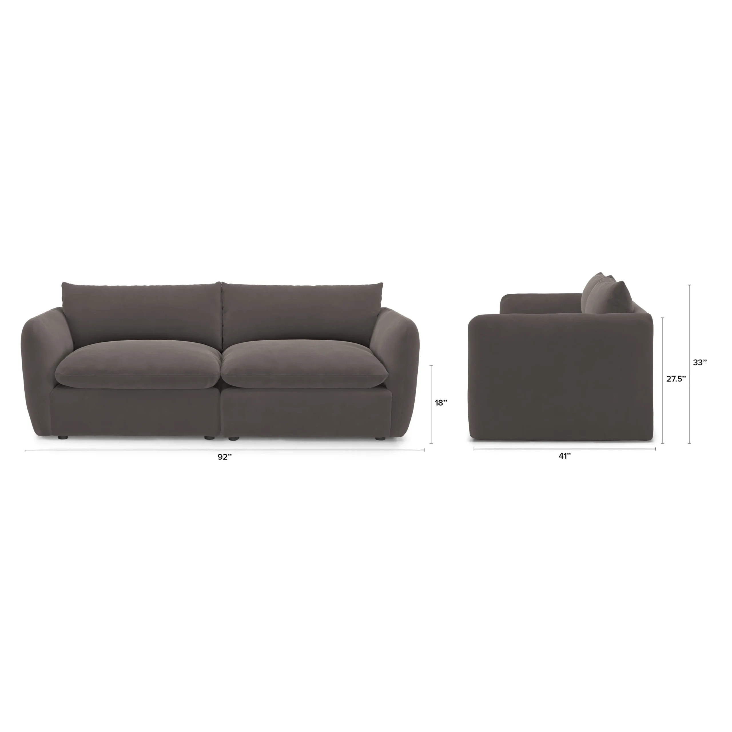 Leigh 92_ Velvet Modular Sofa - Hale Warm Gray - Image 2