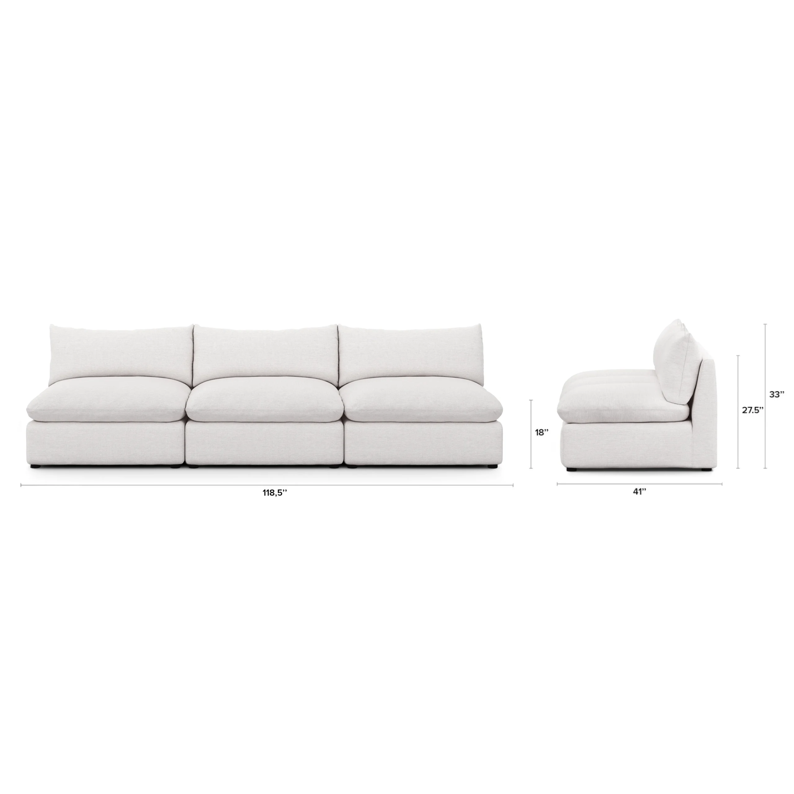Leigh 118_ Armless Modular Sofa - Silver Ivory - Image 2