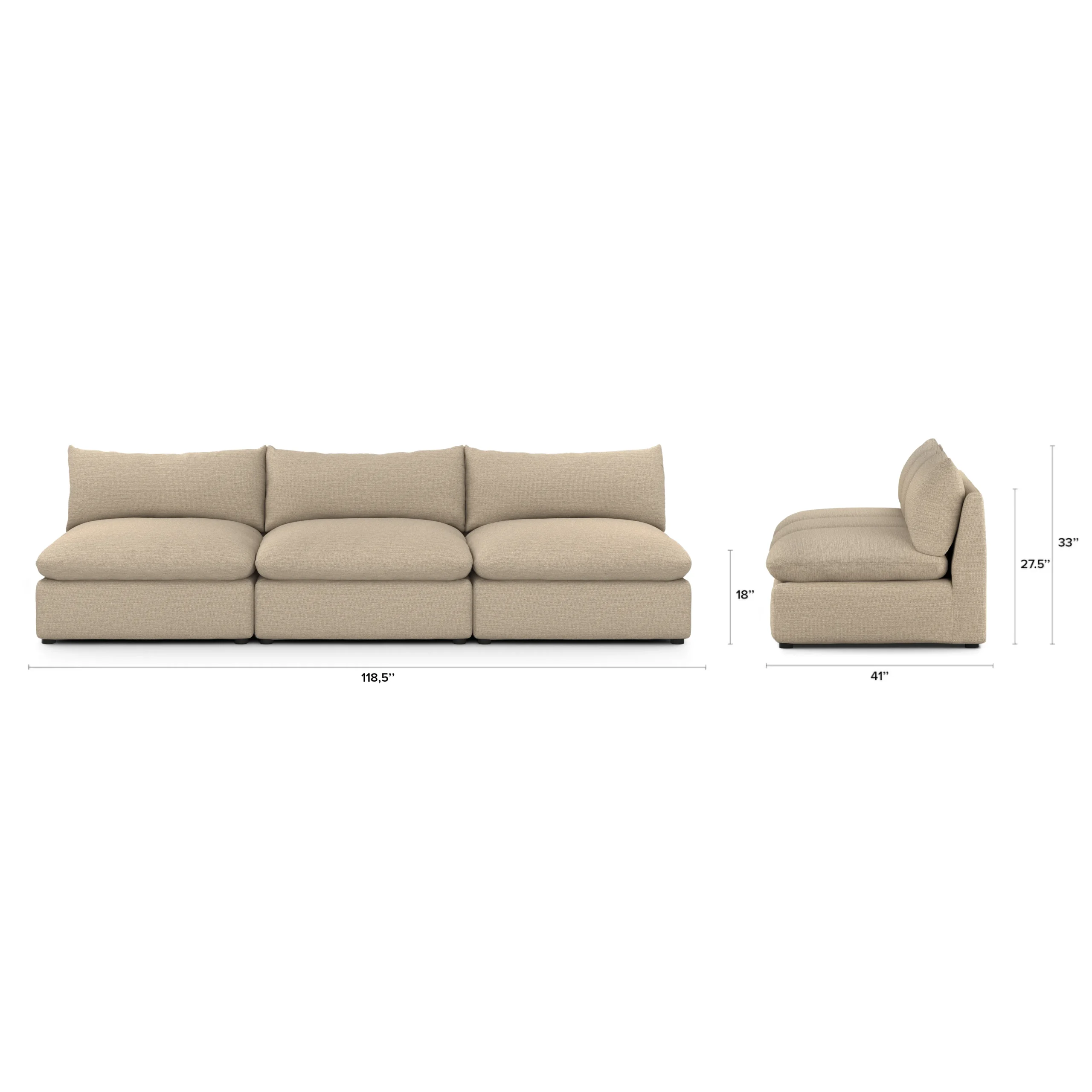Leigh 118_ Armless Modular Sofa - Silver Taupe - Image 2