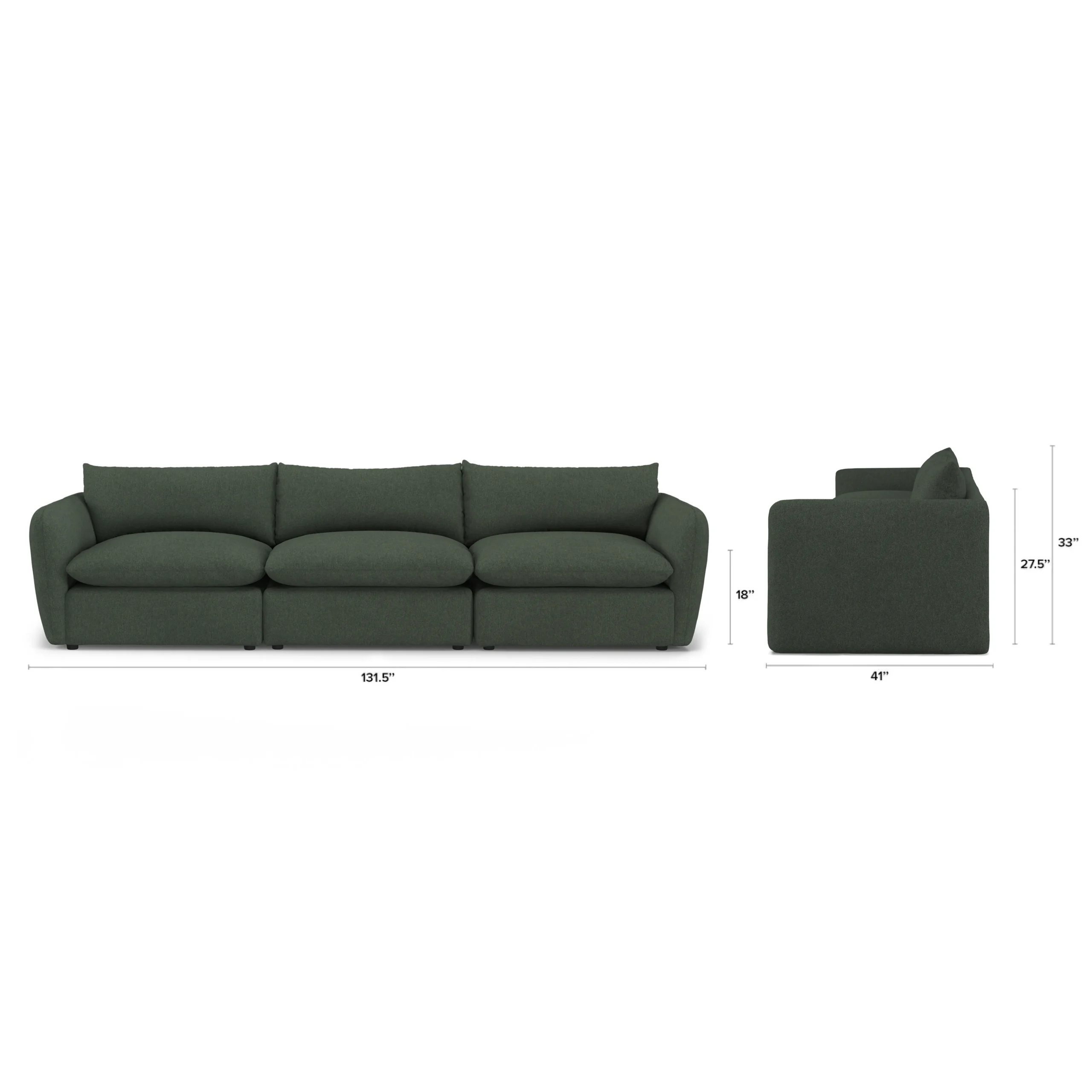 Leigh 131.5_ Modular Sofa - Green Wool Bouclé - Image 2