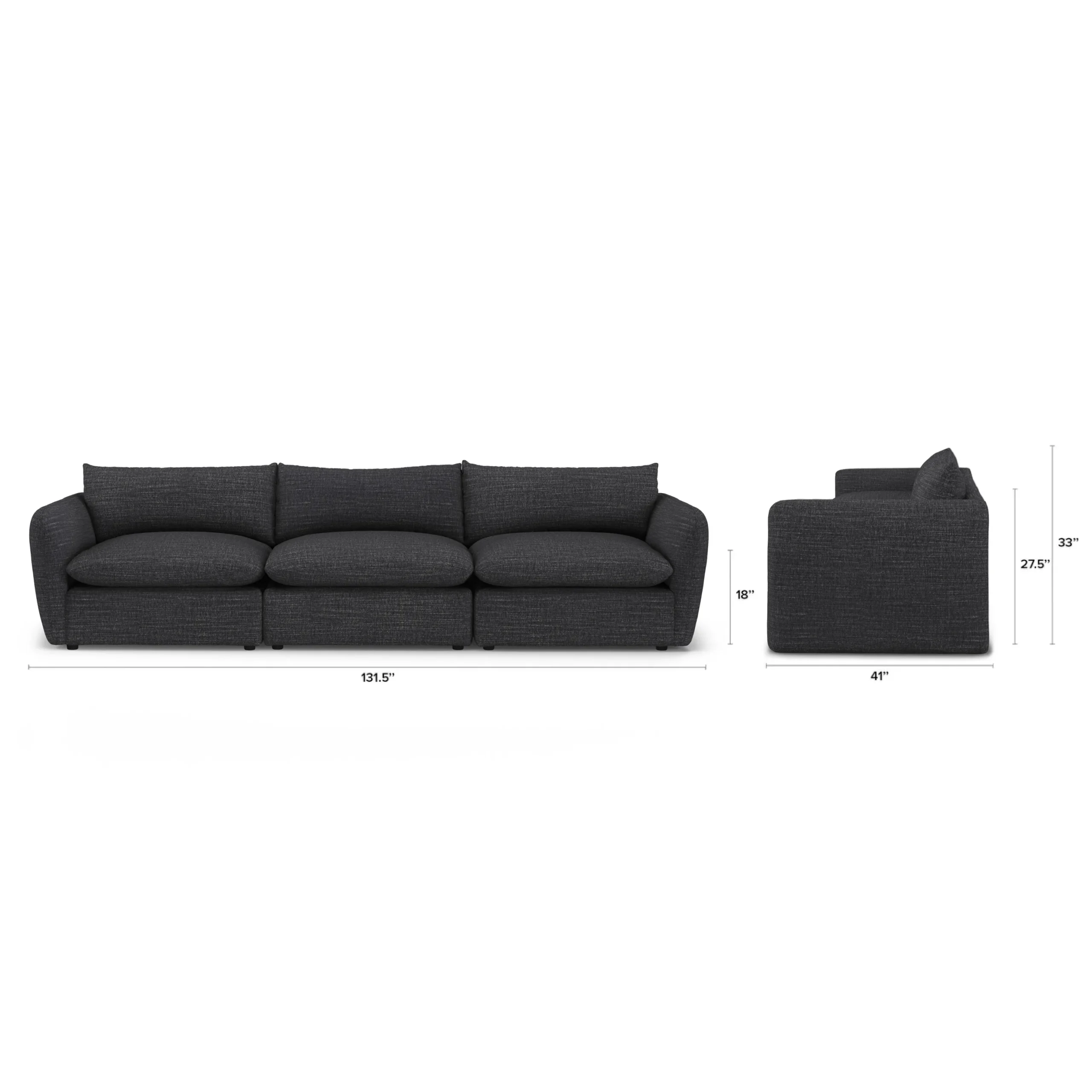Leigh 131.5_ Modular Sofa - Napa Charcoal - Image 2