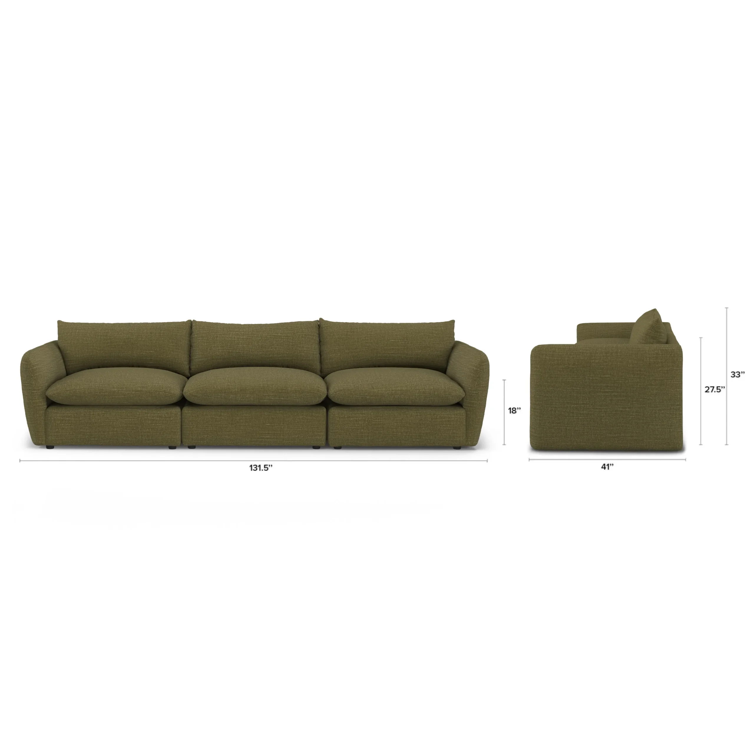 Leigh 131.5_ Modular Sofa - Napa Moss - Image 2