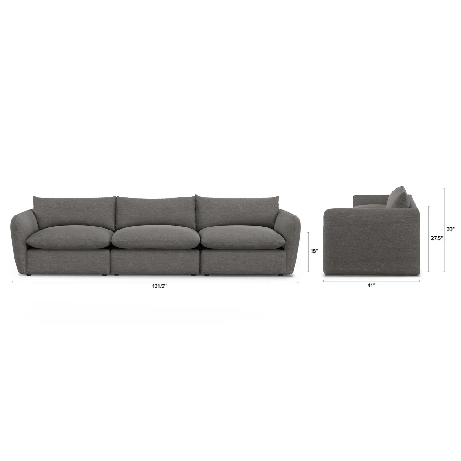 Leigh 131.5_ Modular Sofa - Silver Gray - Image 2