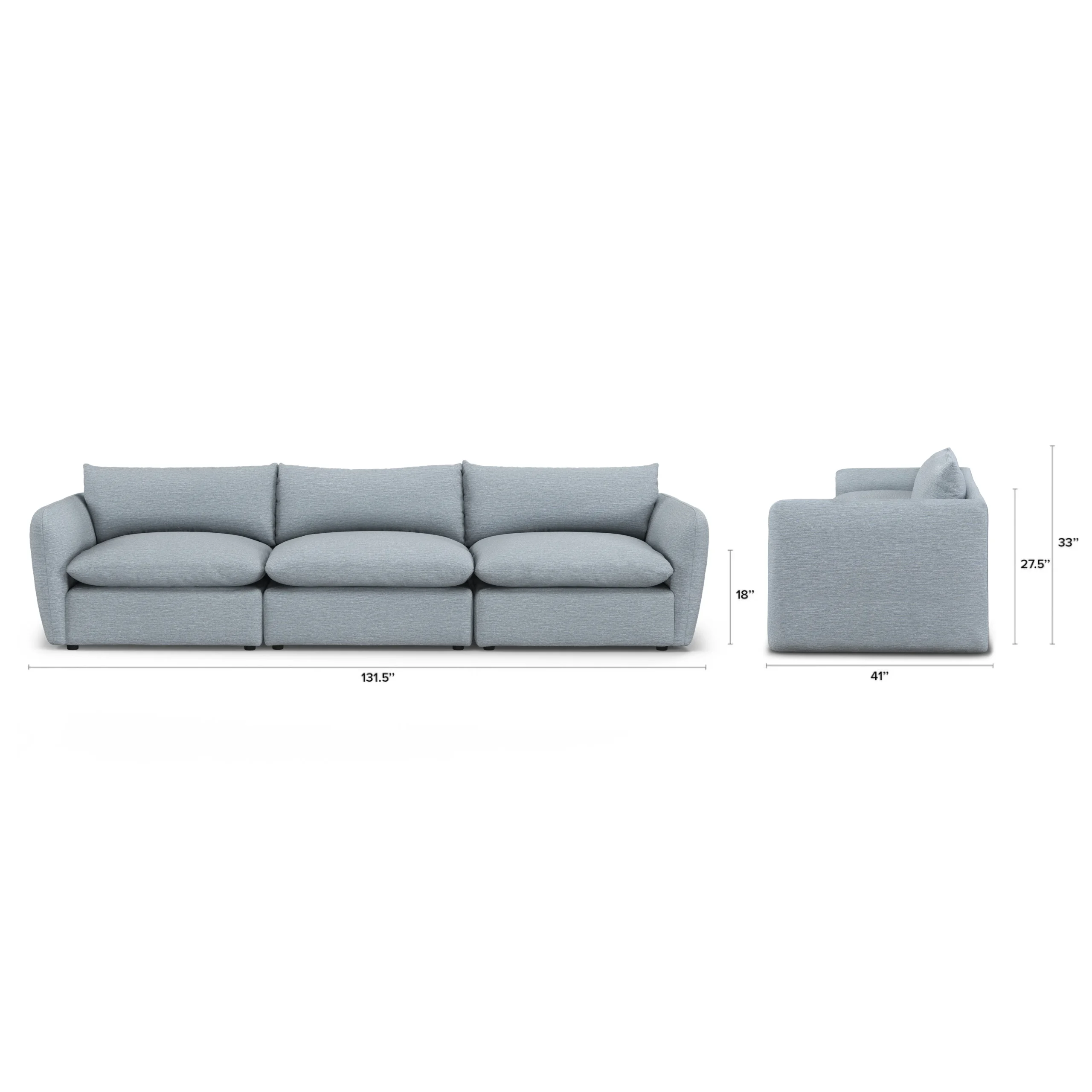 Leigh 131.5_ Modular Sofa - Silver Light Blue - Image 2