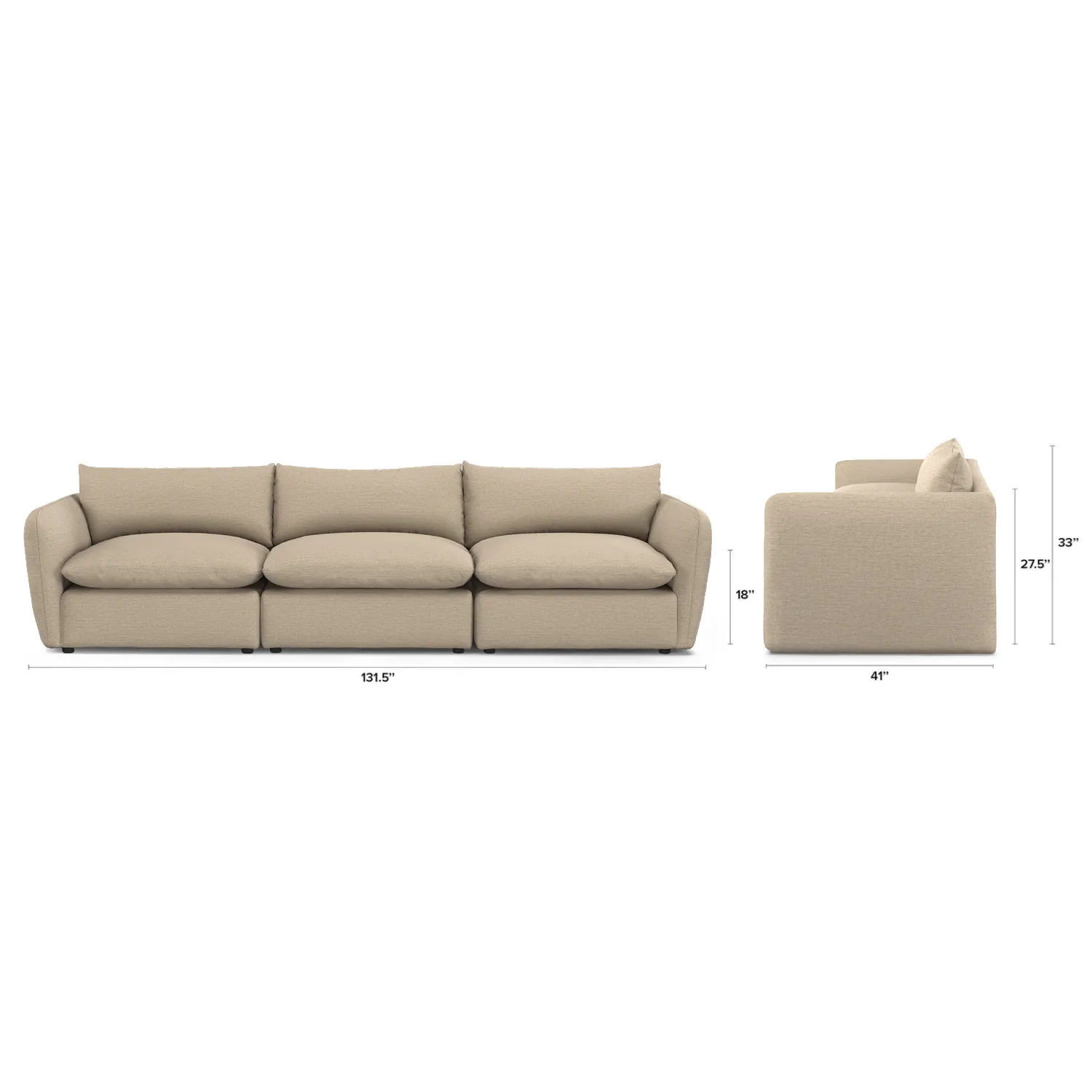 Leigh 131.5_ Modular Sofa - Silver Taupe - Image 2