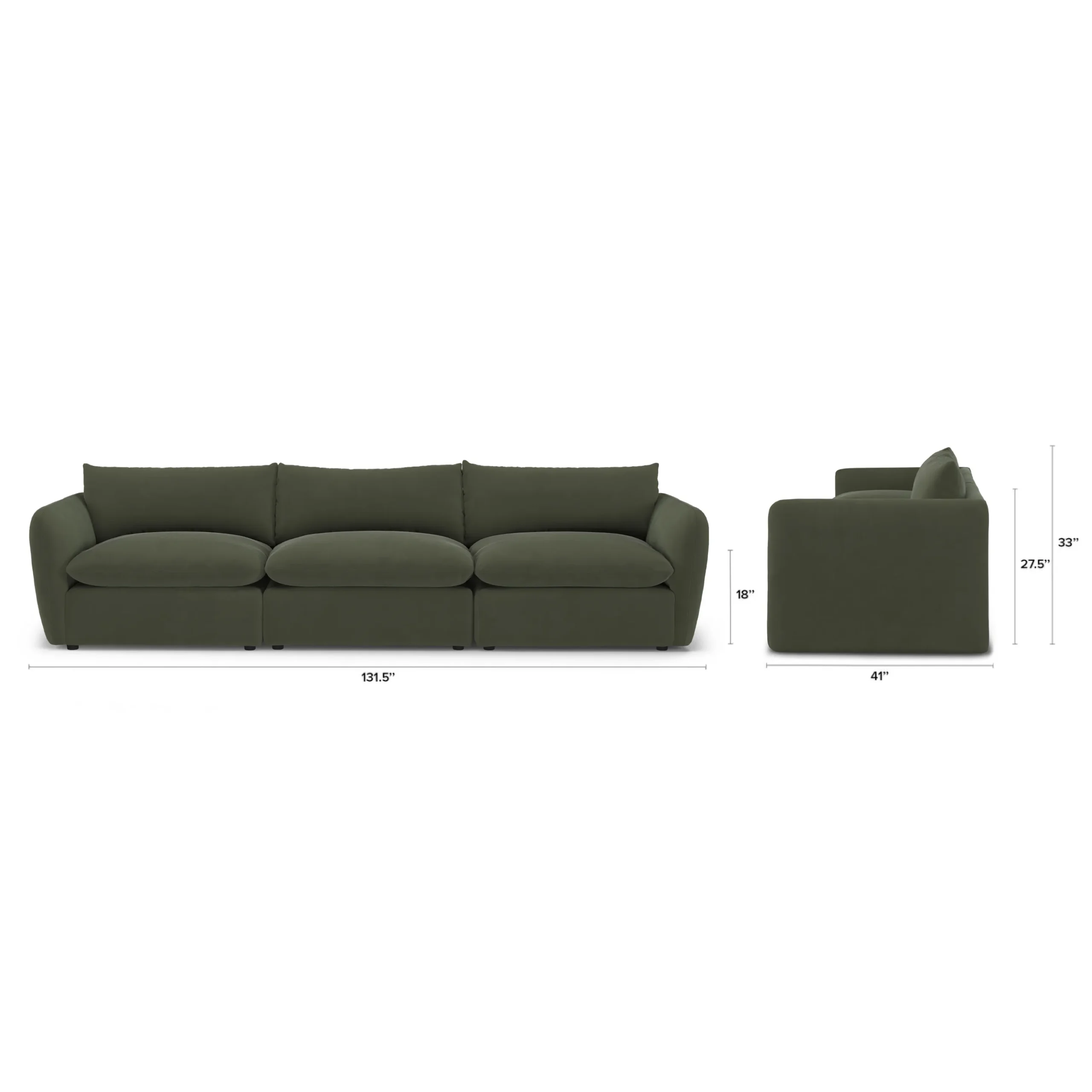 Leigh 131.5_ Velvet Modular Sofa - Hale Fir Green - Image 2