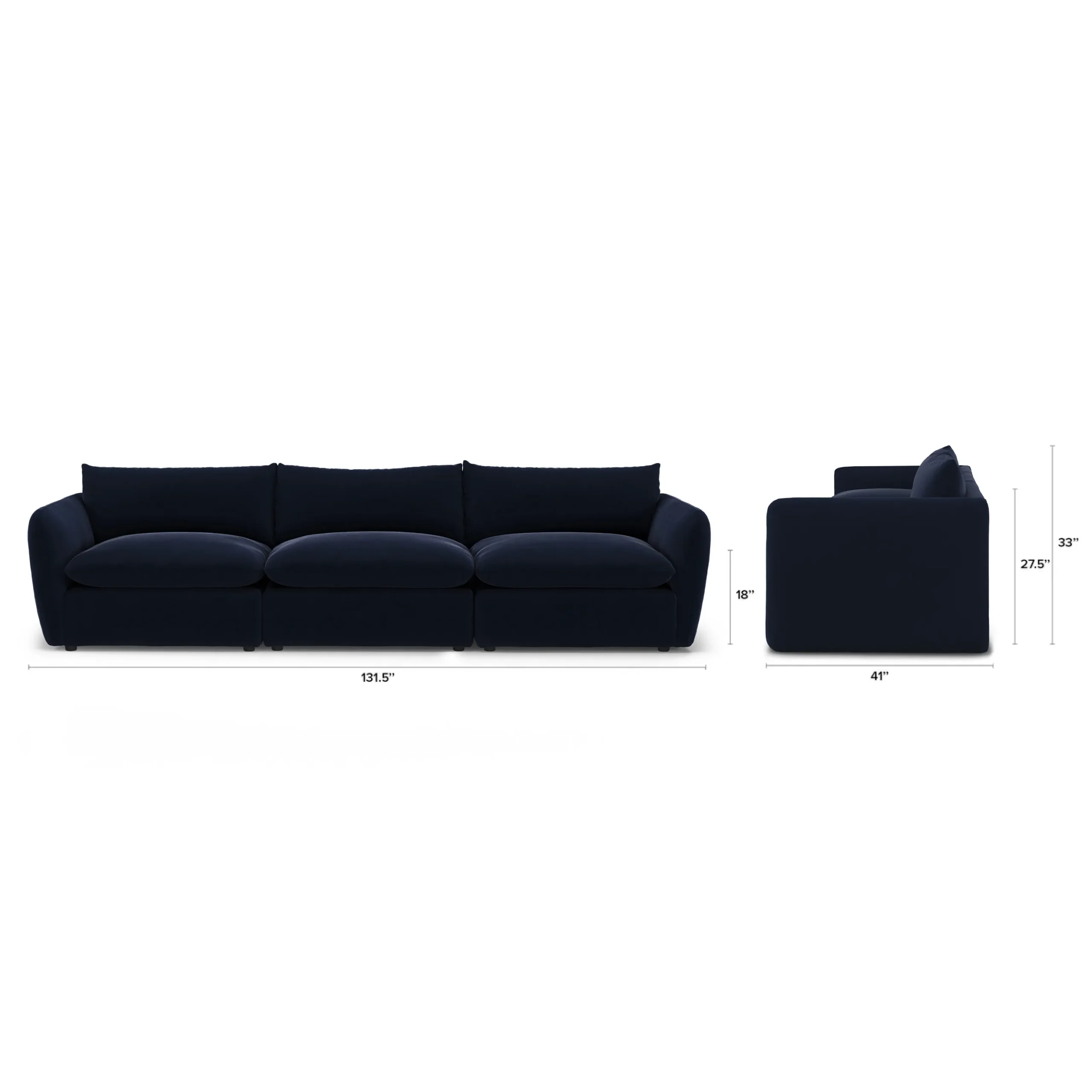 Leigh 131.5_ Velvet Modular Sofa - Hale Ink - Image 2