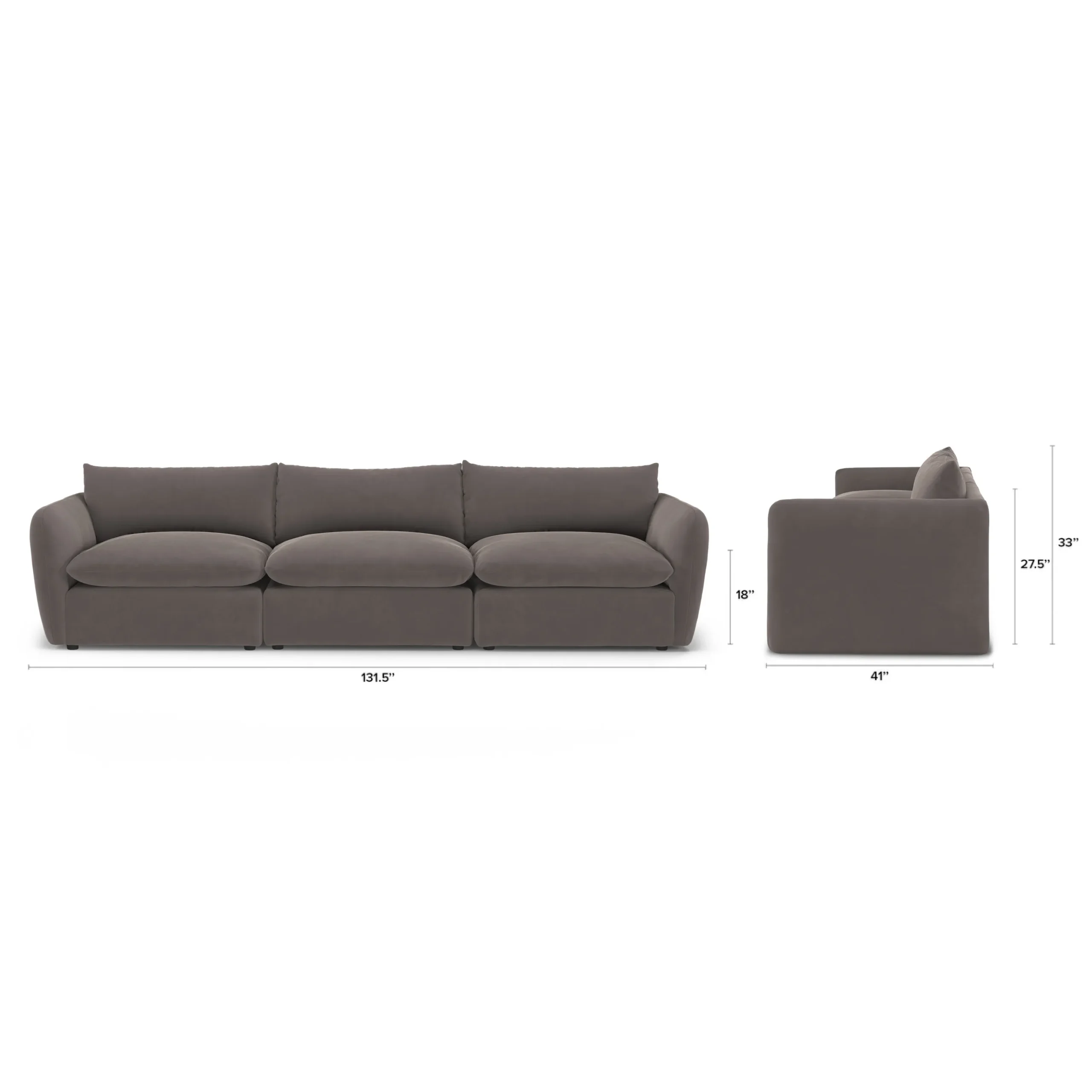 Leigh 131.5_ Velvet Modular Sofa - Hale Warm Gray - Image 2