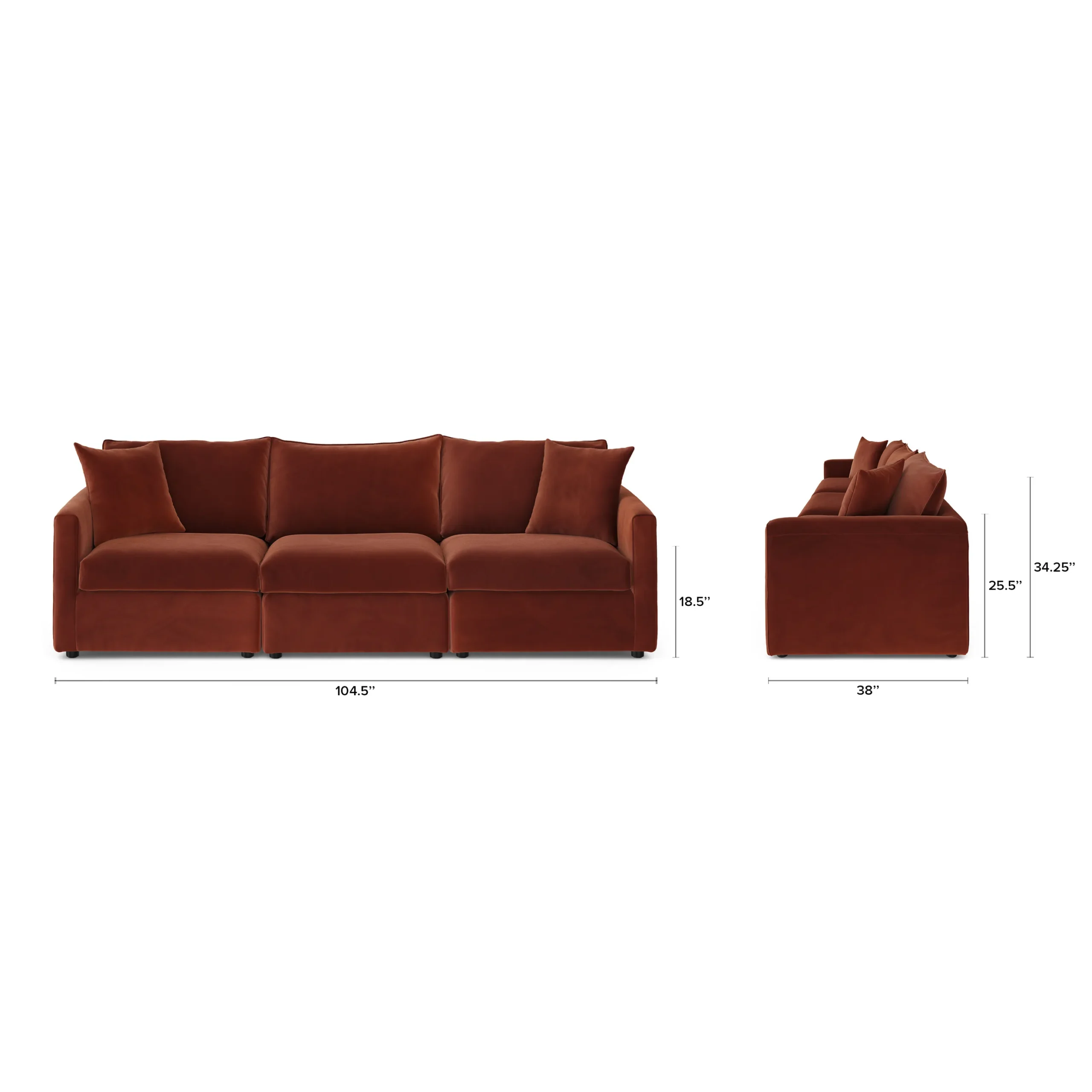 Lenae 104.5_ Velvet Modular Sofa - Hale Rust - Image 2
