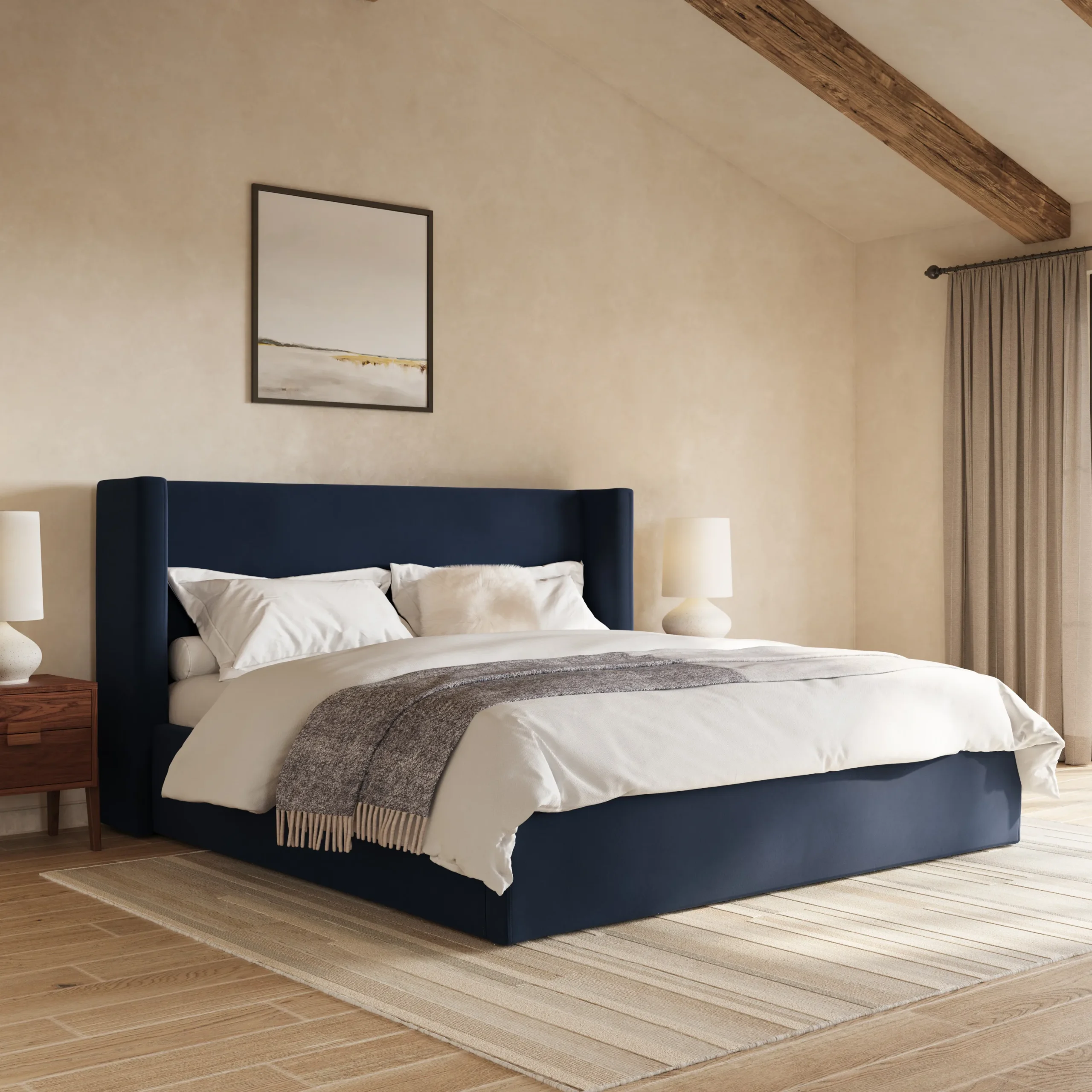 Calabri King Velvet Bed - Hale Ink