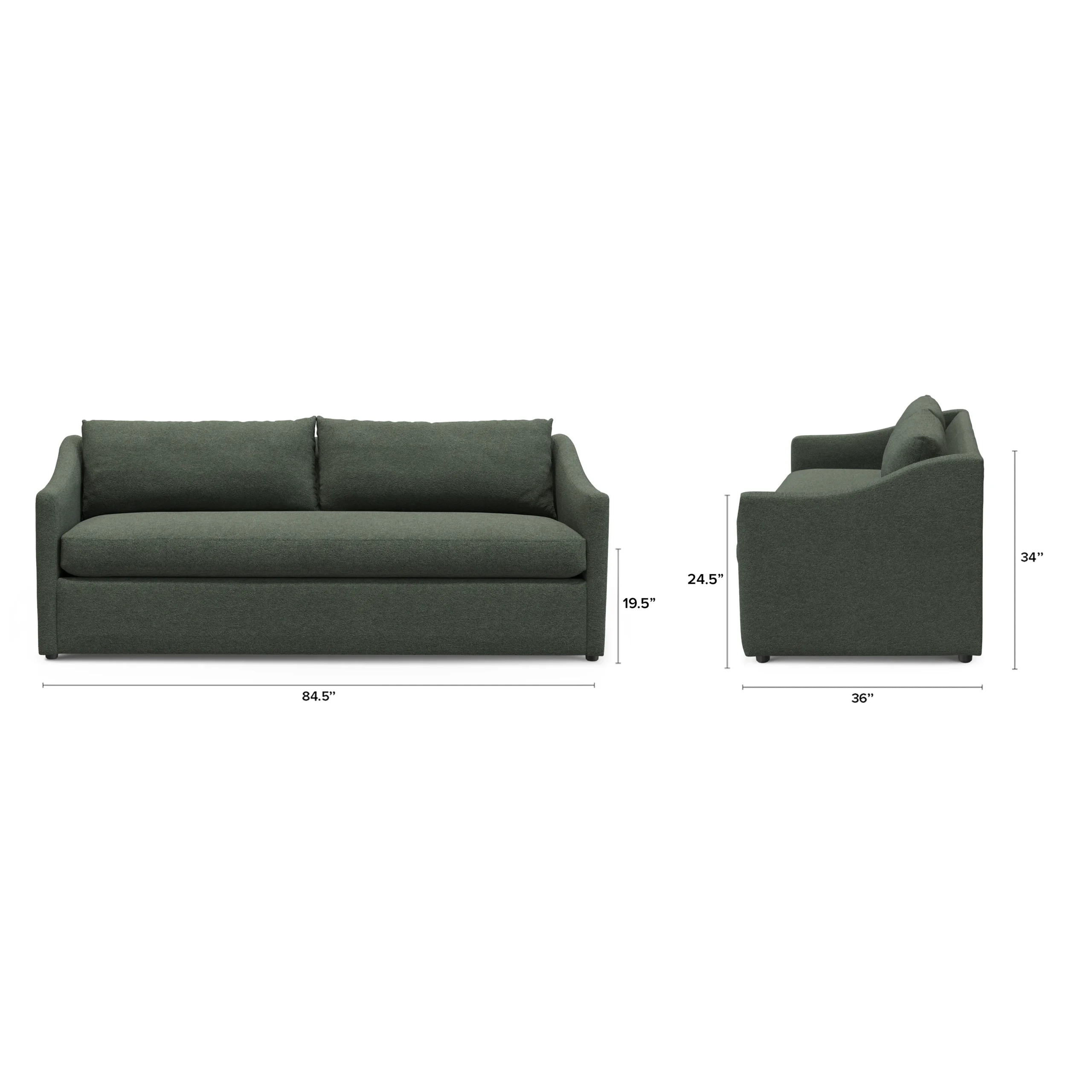 Landry 84.5_ Sofa Bed - Green Wool Bouclé - Image 4