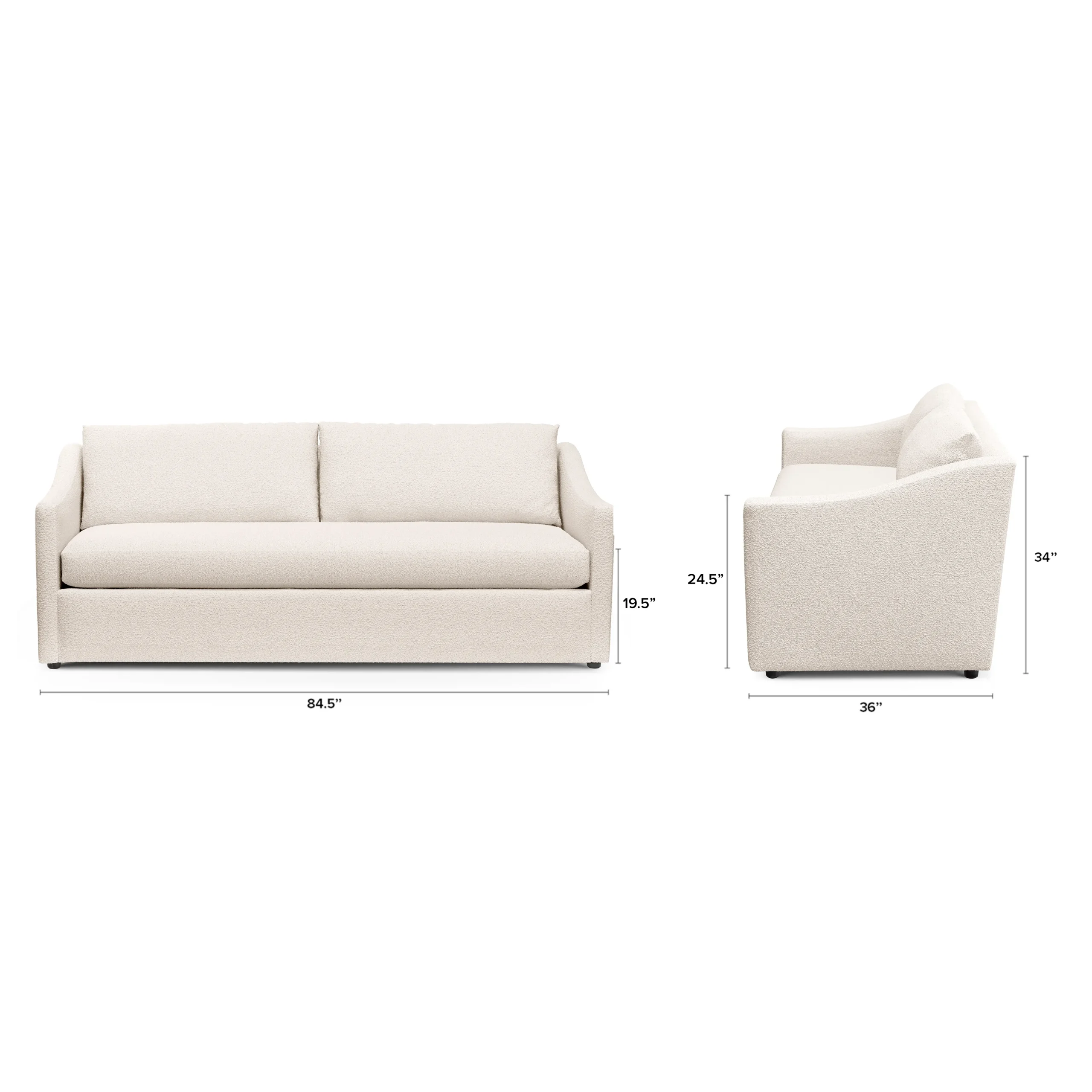 Landry 84.5_ Sofa Bed - Ivory Wool Bouclé - Image 12