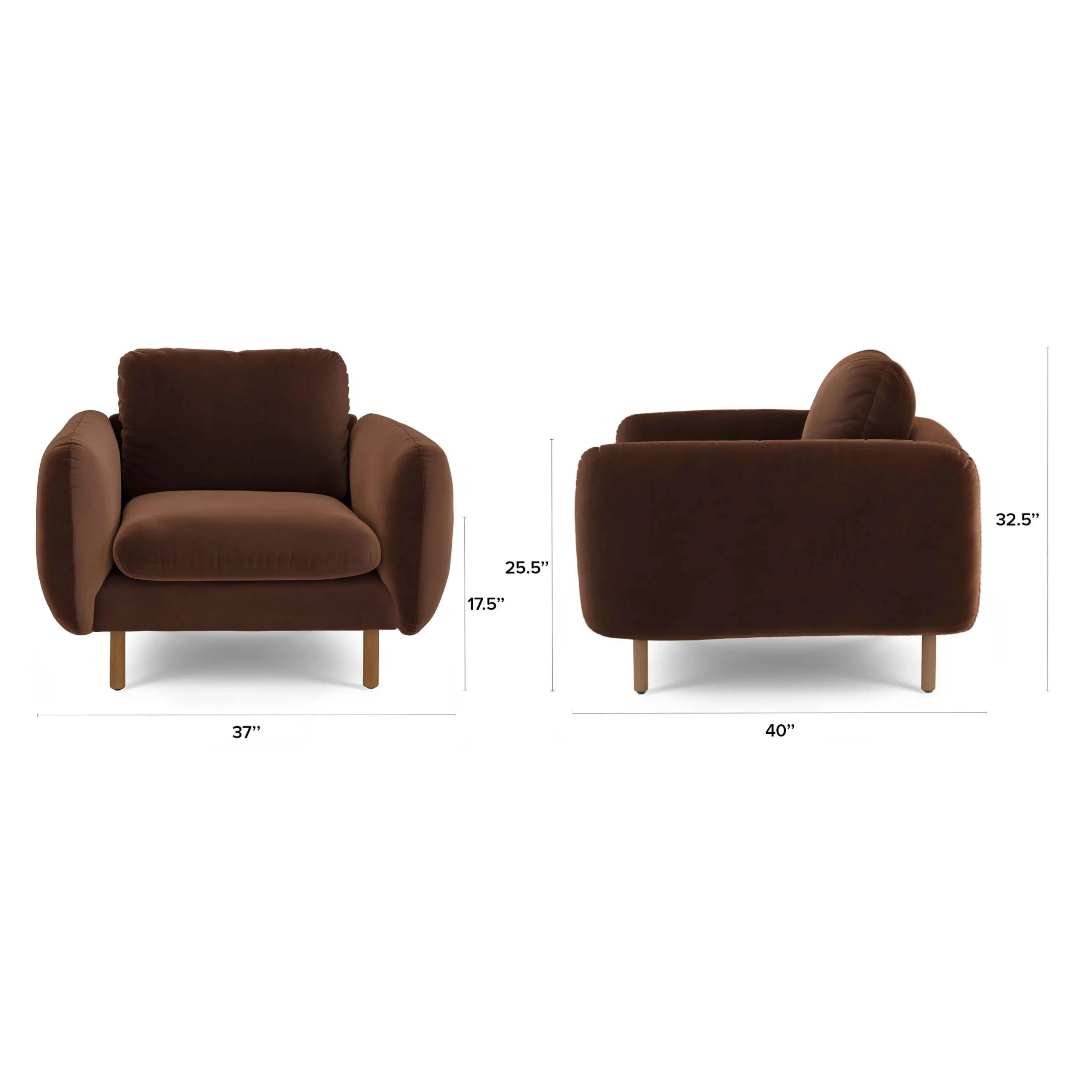 Sanders 37_ Velvet Lounge Chair - Plush Pacific Brown - Image 2