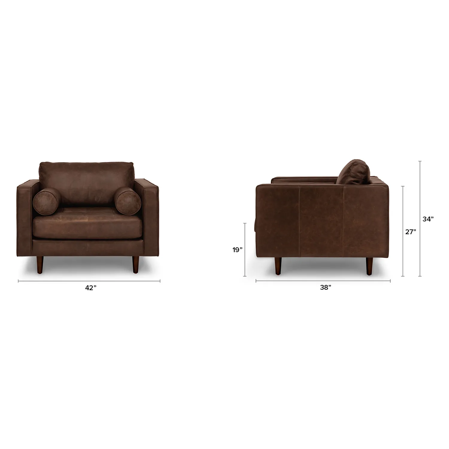 Sven 42_ Tufted Leather Lounge Chair - Charme Chocolat - Image 2