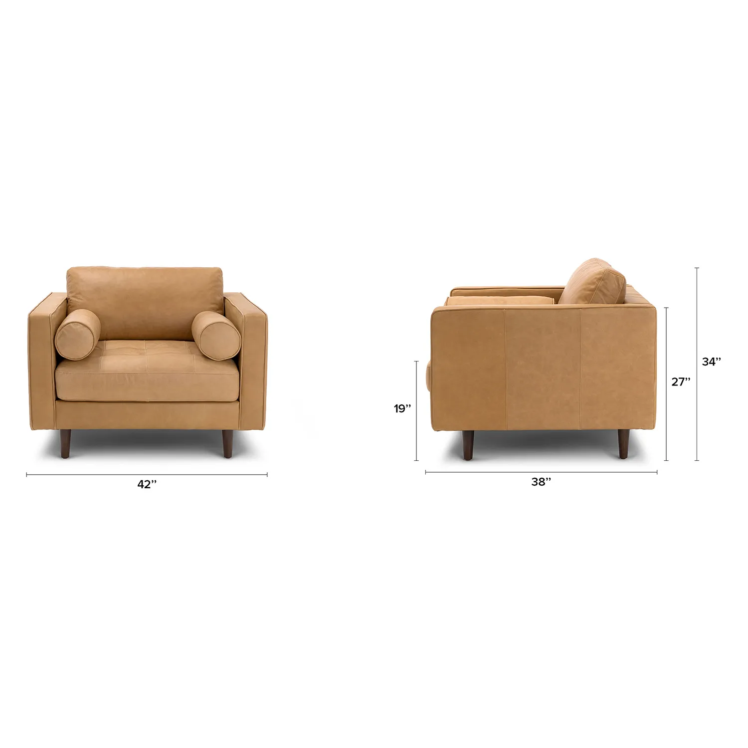 Sven 42_ Tufted Leather Lounge Chair - Charme Tan - Image 2