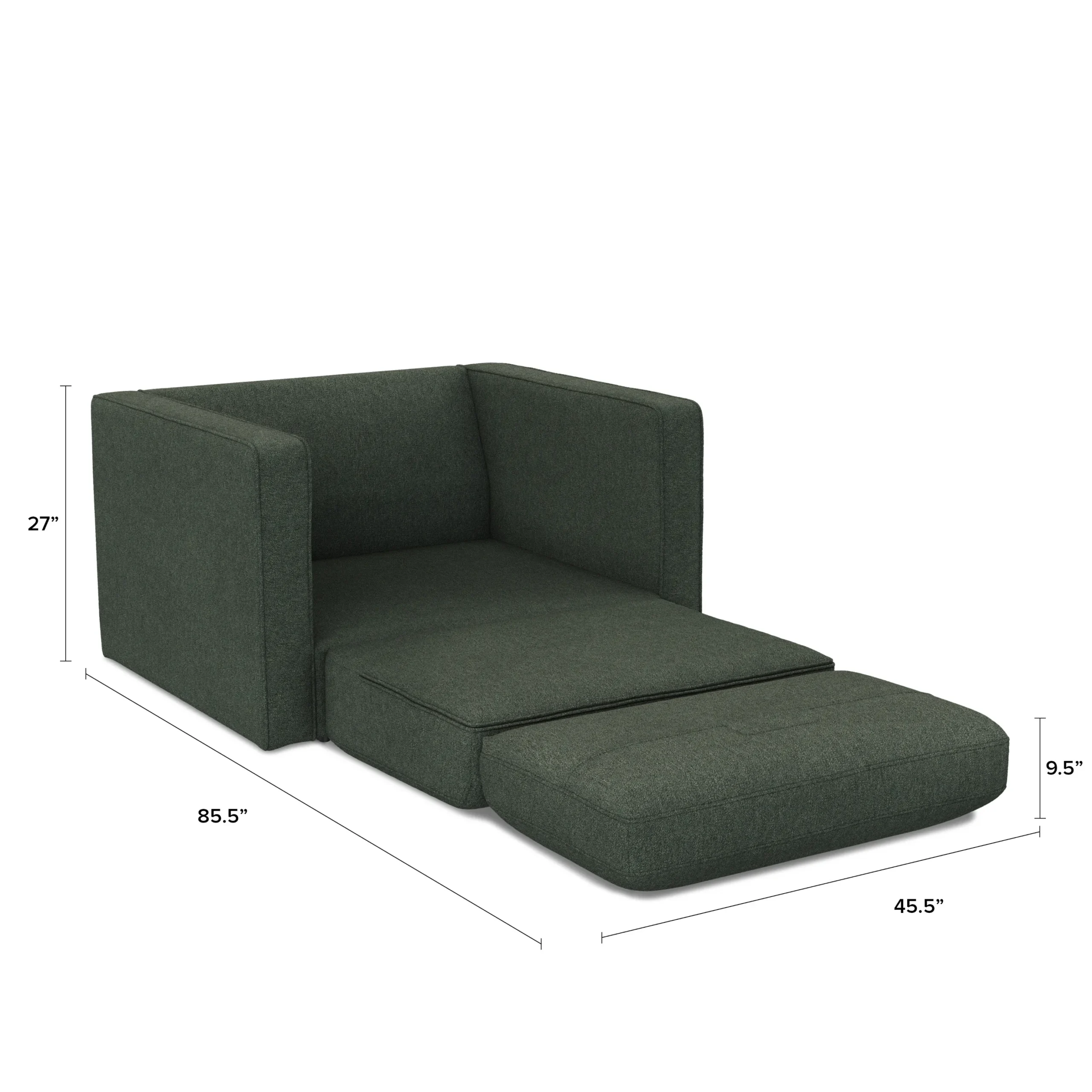 Sven 45.5_ Tufted Sleeper Chair - Green Wool Bouclé - Image 8
