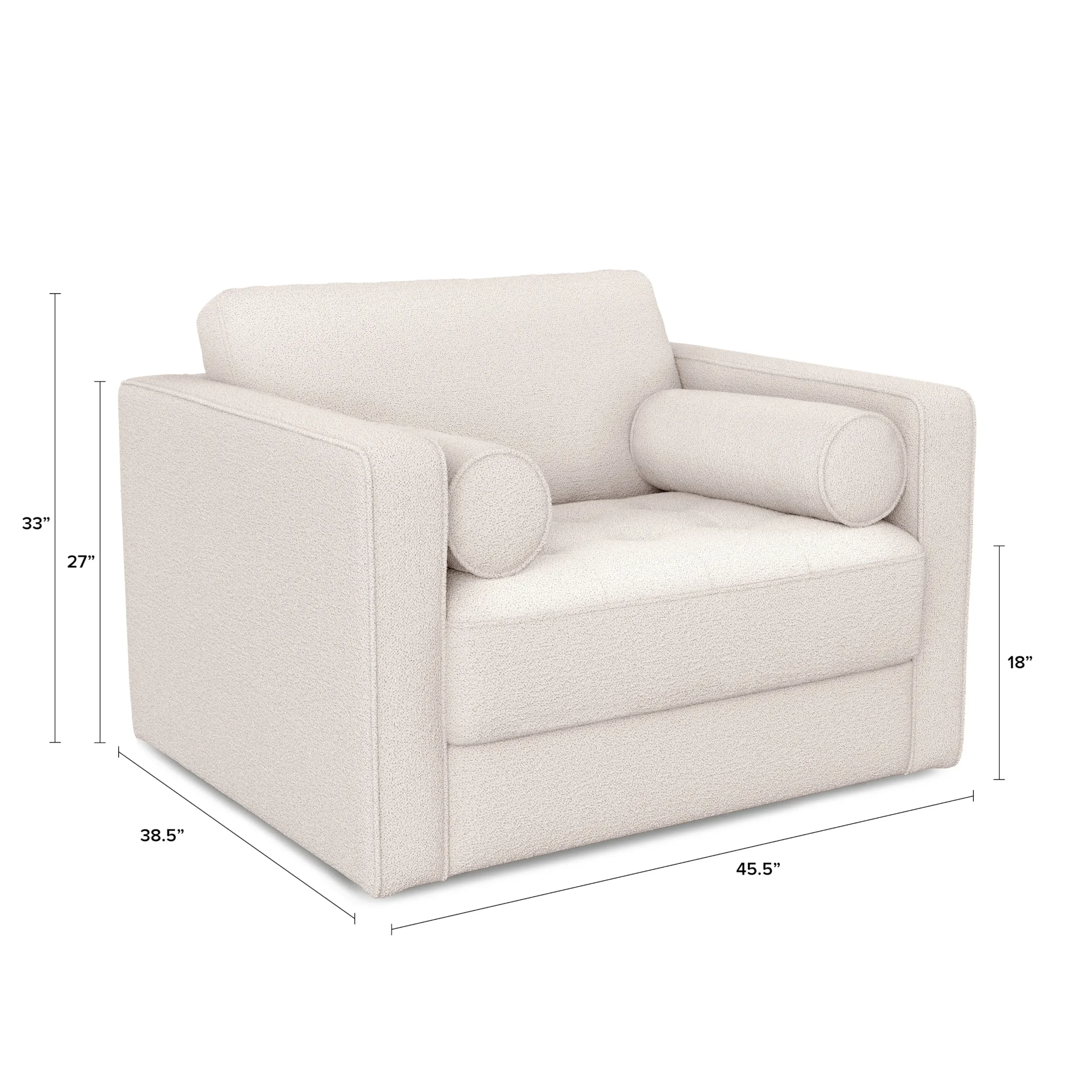 Sven 45.5_ Tufted Sleeper Chair - Ivory Wool Bouclé - Image 5