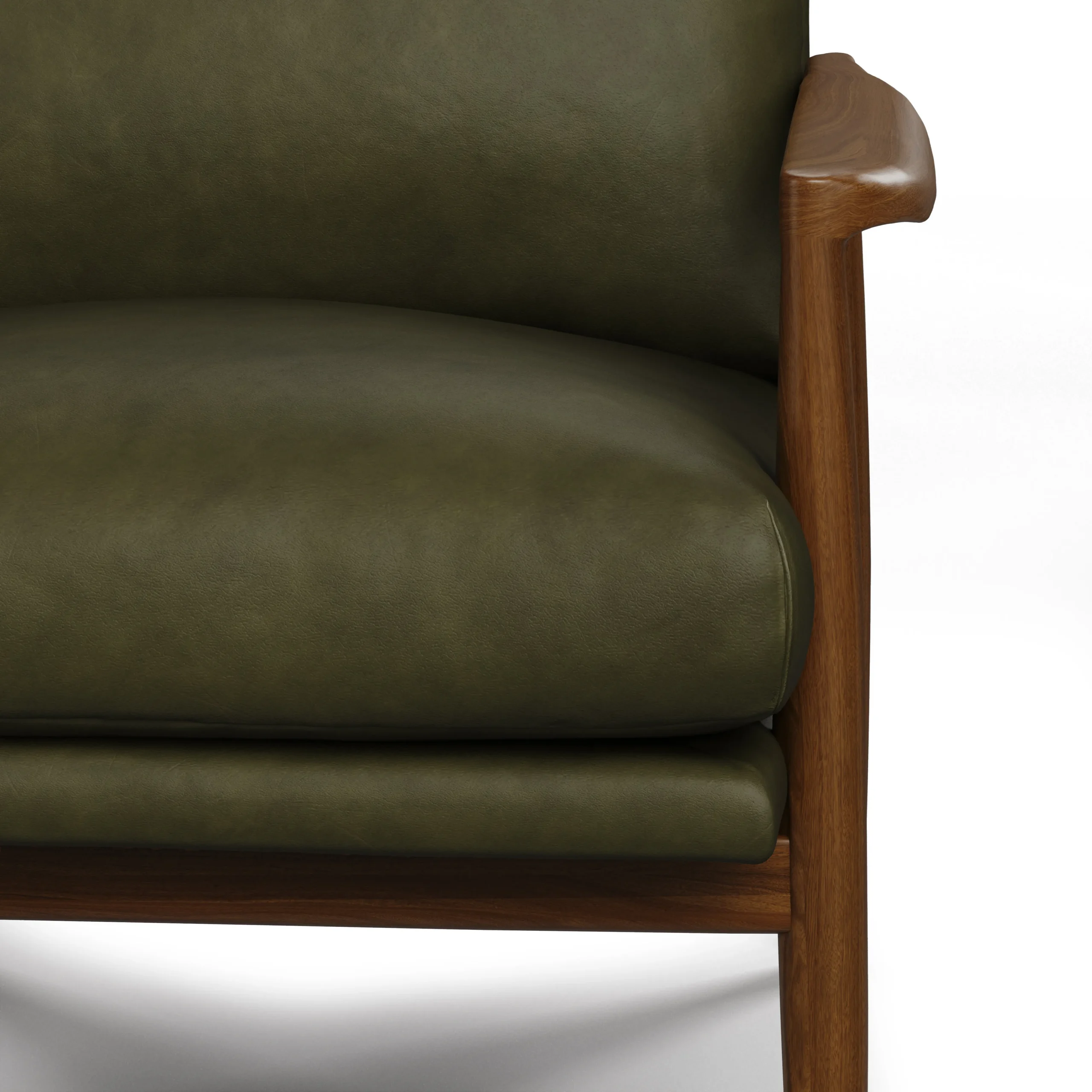 Bavel 26_ Leather Lounge Set - Walnut and Charme Green - Image 7