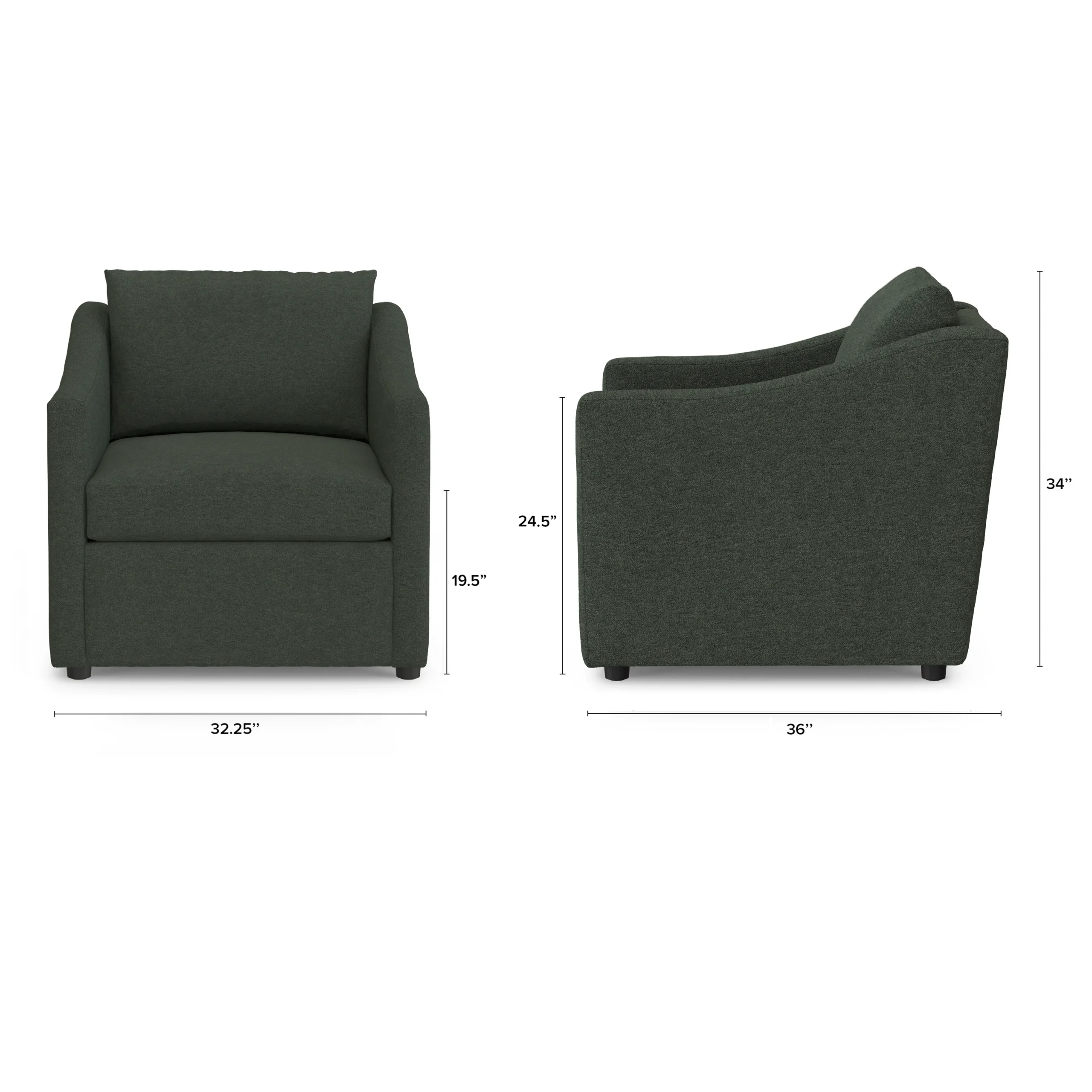 Landry 32.25_ Lounge Chair - Green Wool Bouclé - Image 2