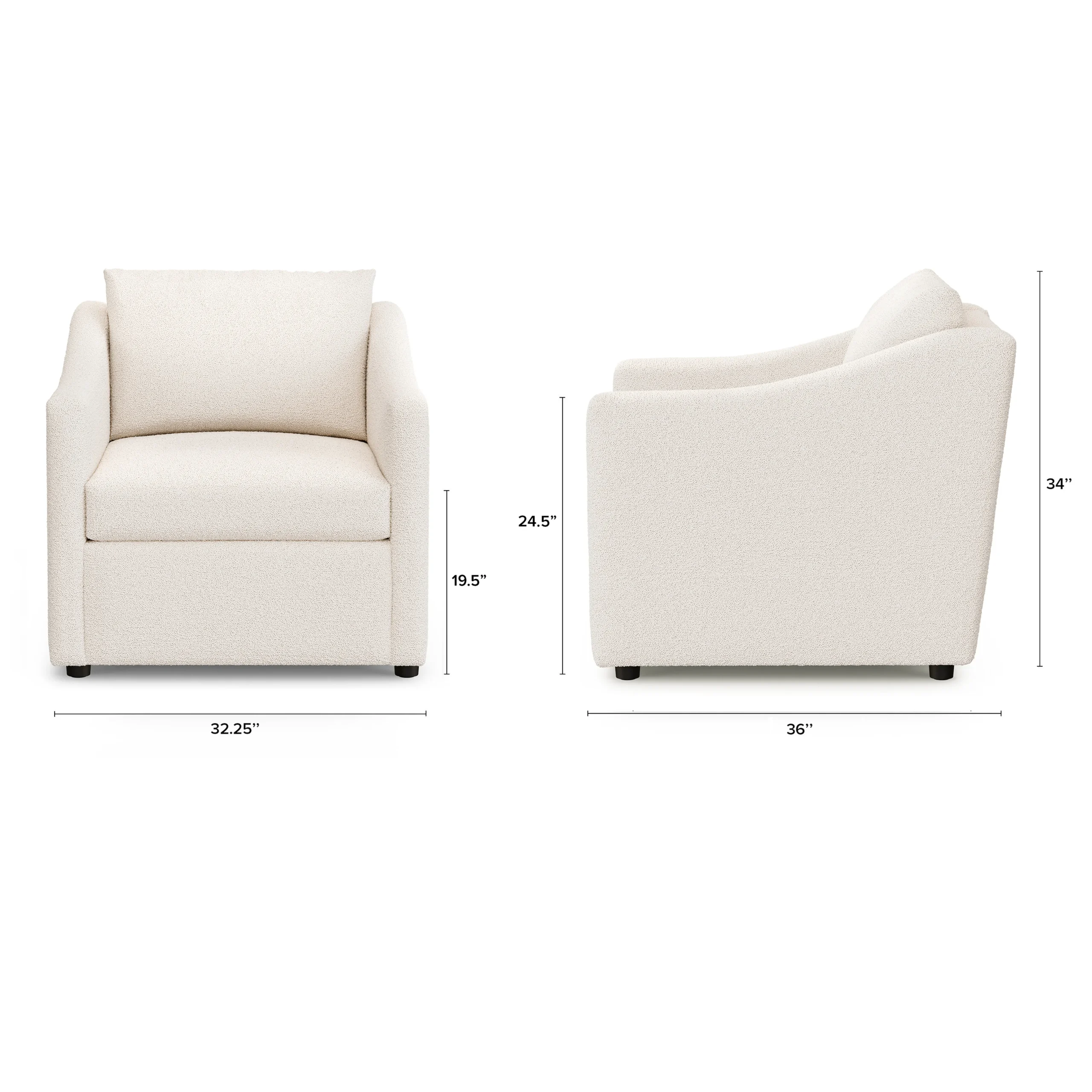 Landry 32.25_ Lounge Chair - Ivory Wool Bouclé - Image 2