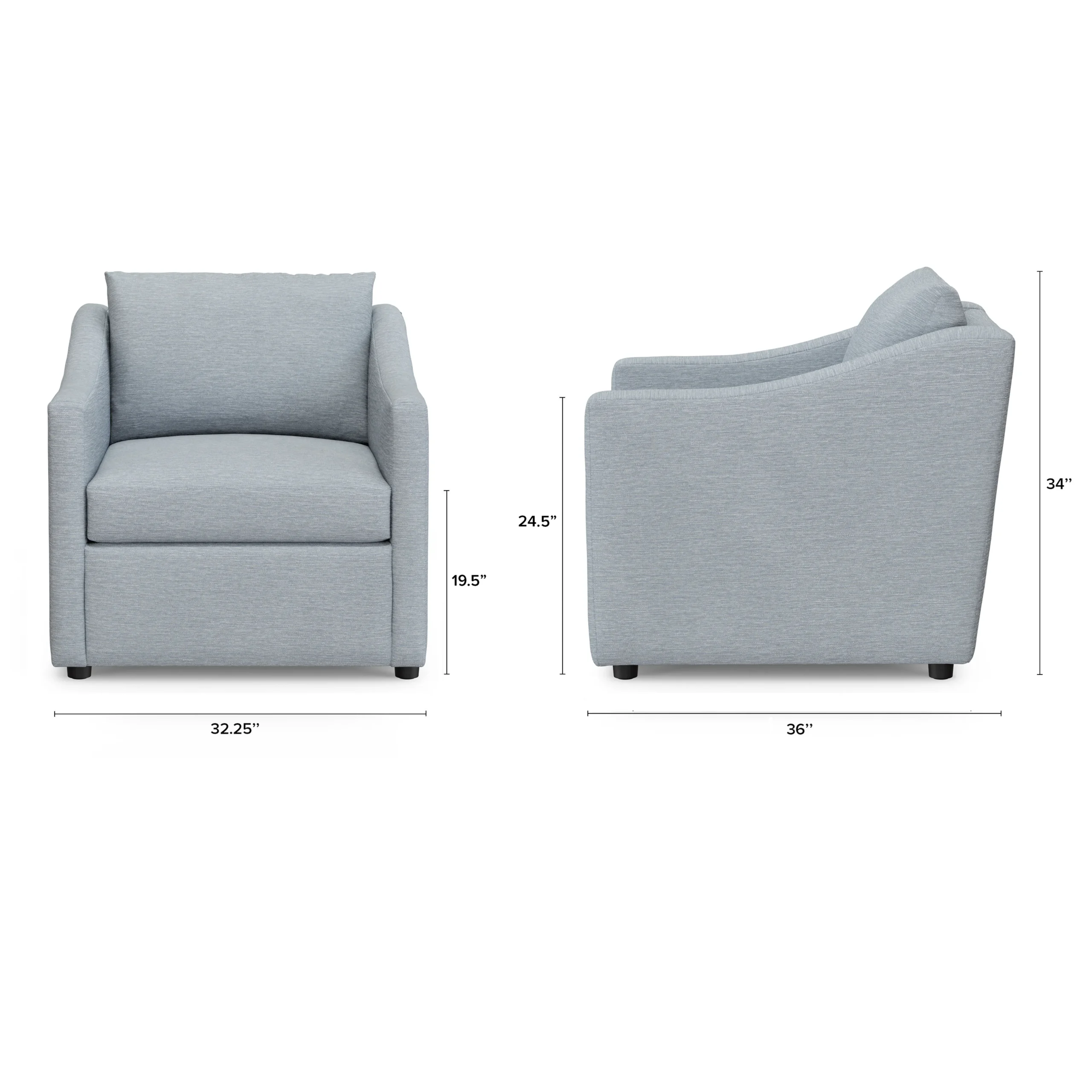 Landry 32.25_ Lounge Chair - Silver Light Blue - Image 2