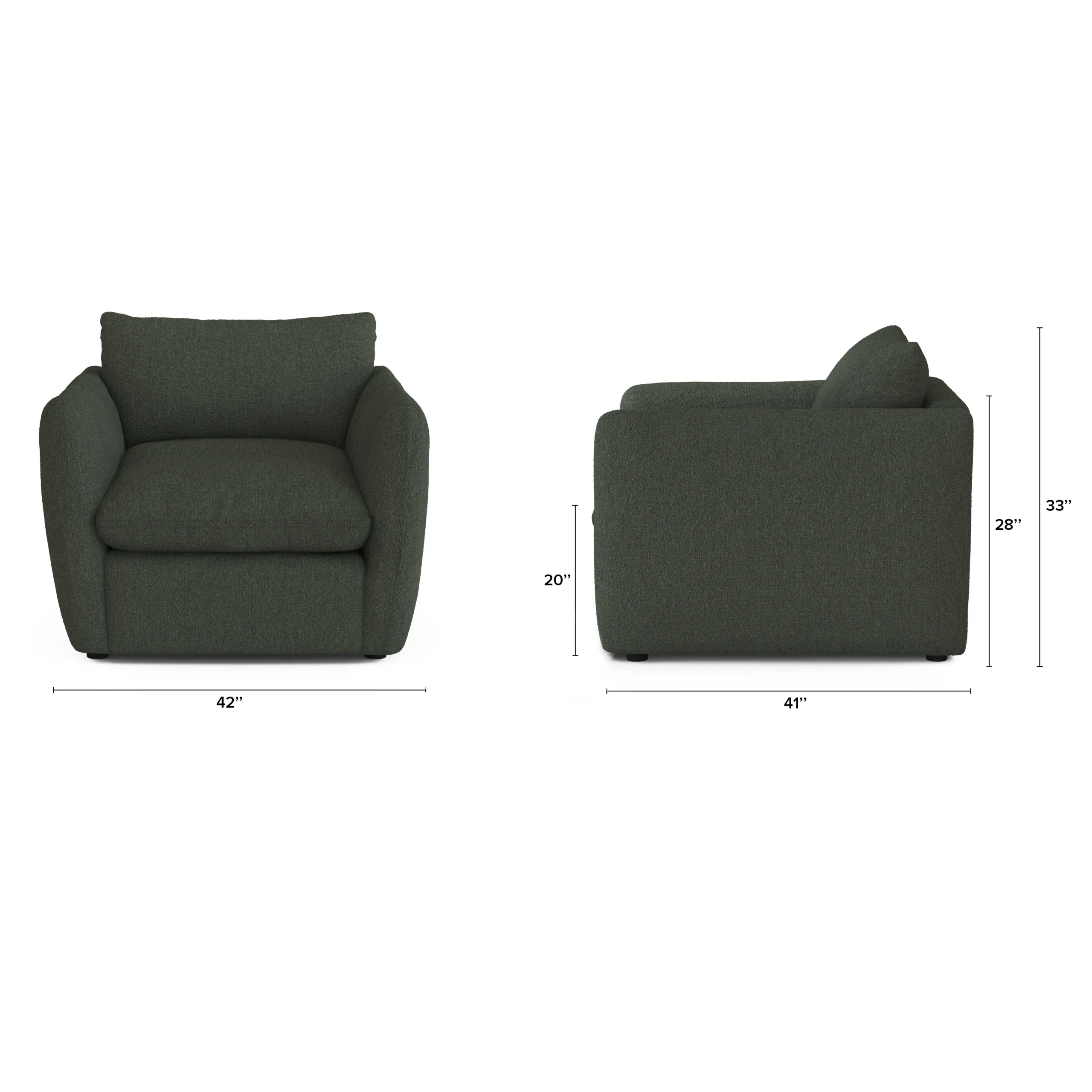 Leigh 42_ Lounge Chair - Green Wool Bouclé - Image 2