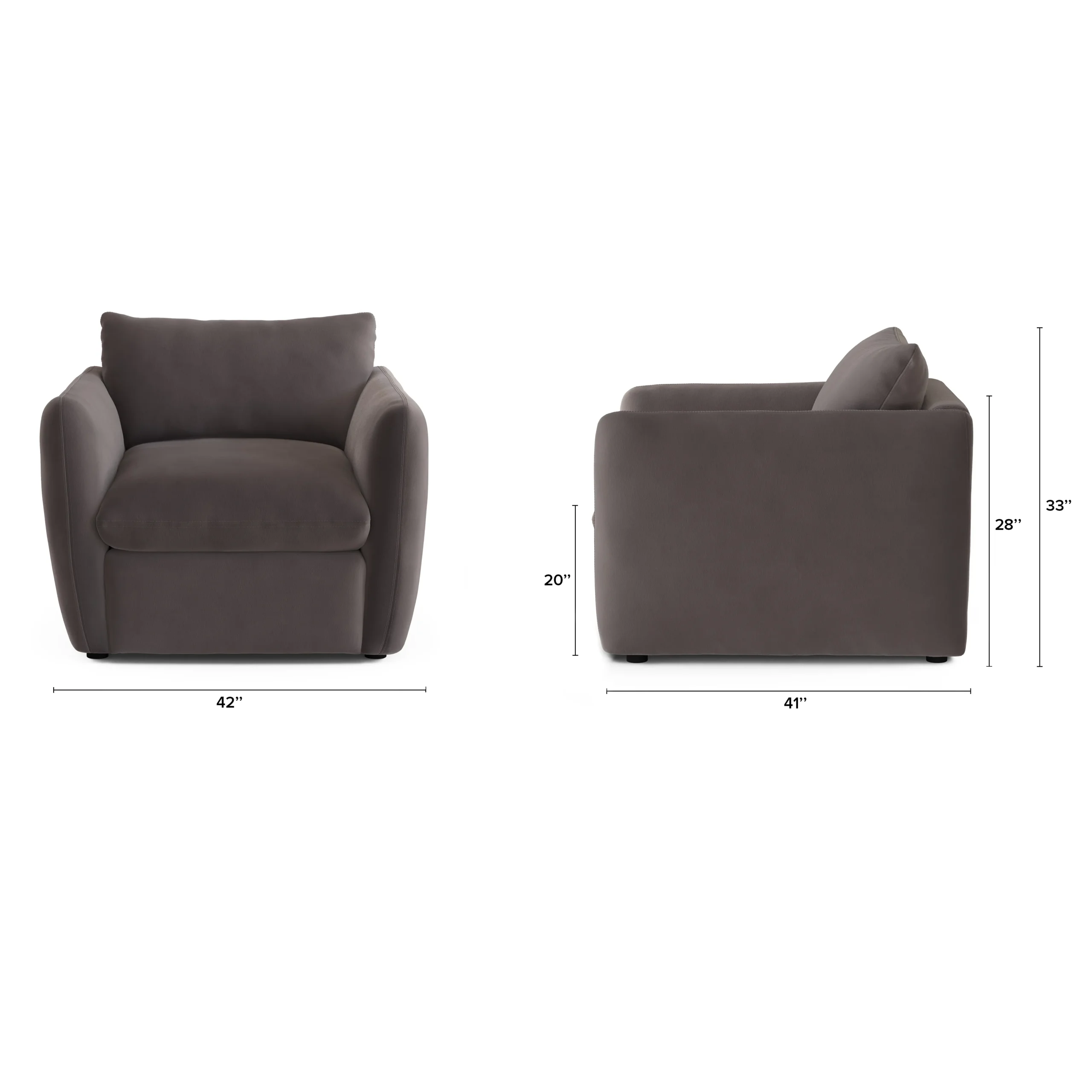Leigh 42_ Velvet Lounge Chair - Hale Warm Gray - Image 2