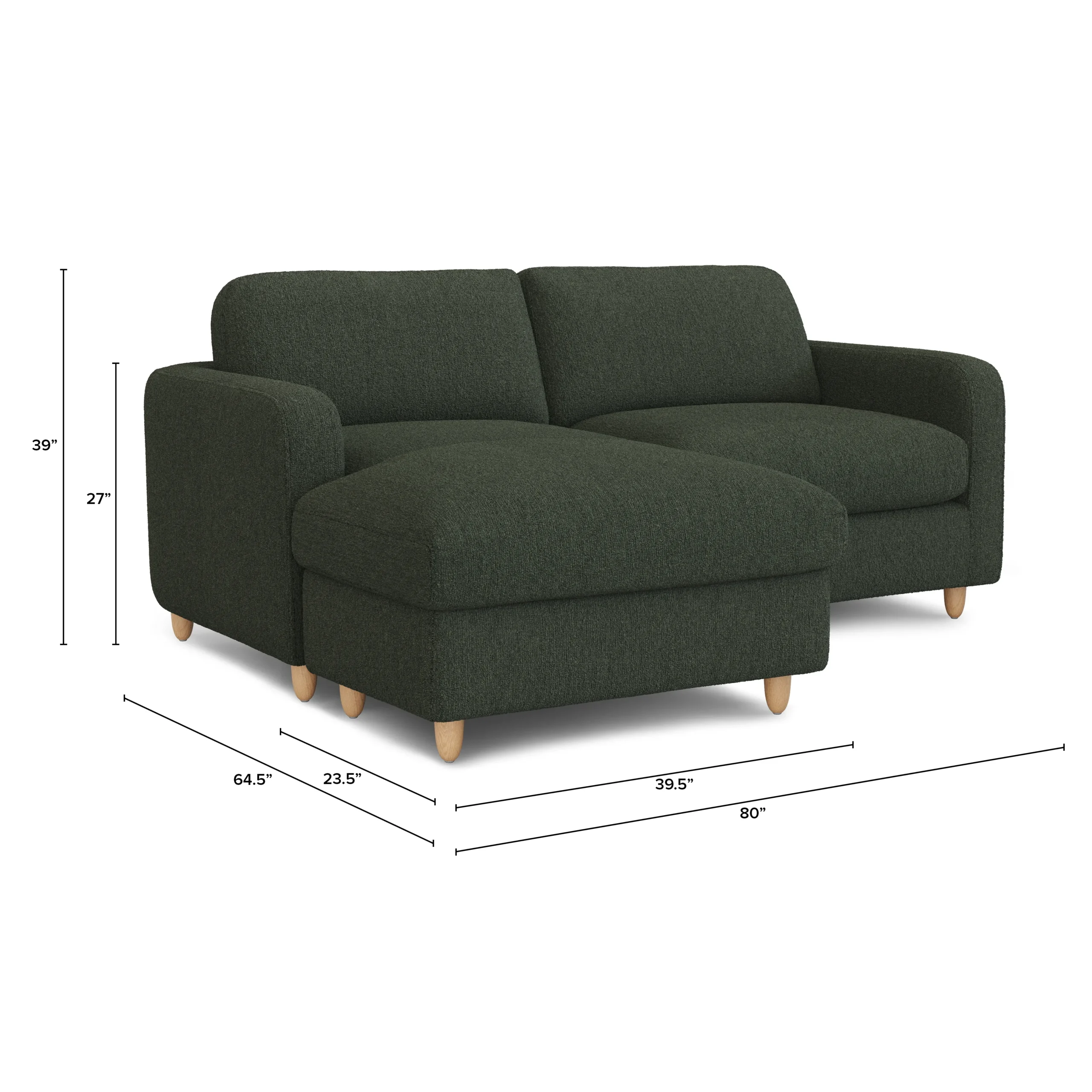 Vati 80_ Left Storage Sectional - Natural Oak and Green Wool Bouclé - Image 13
