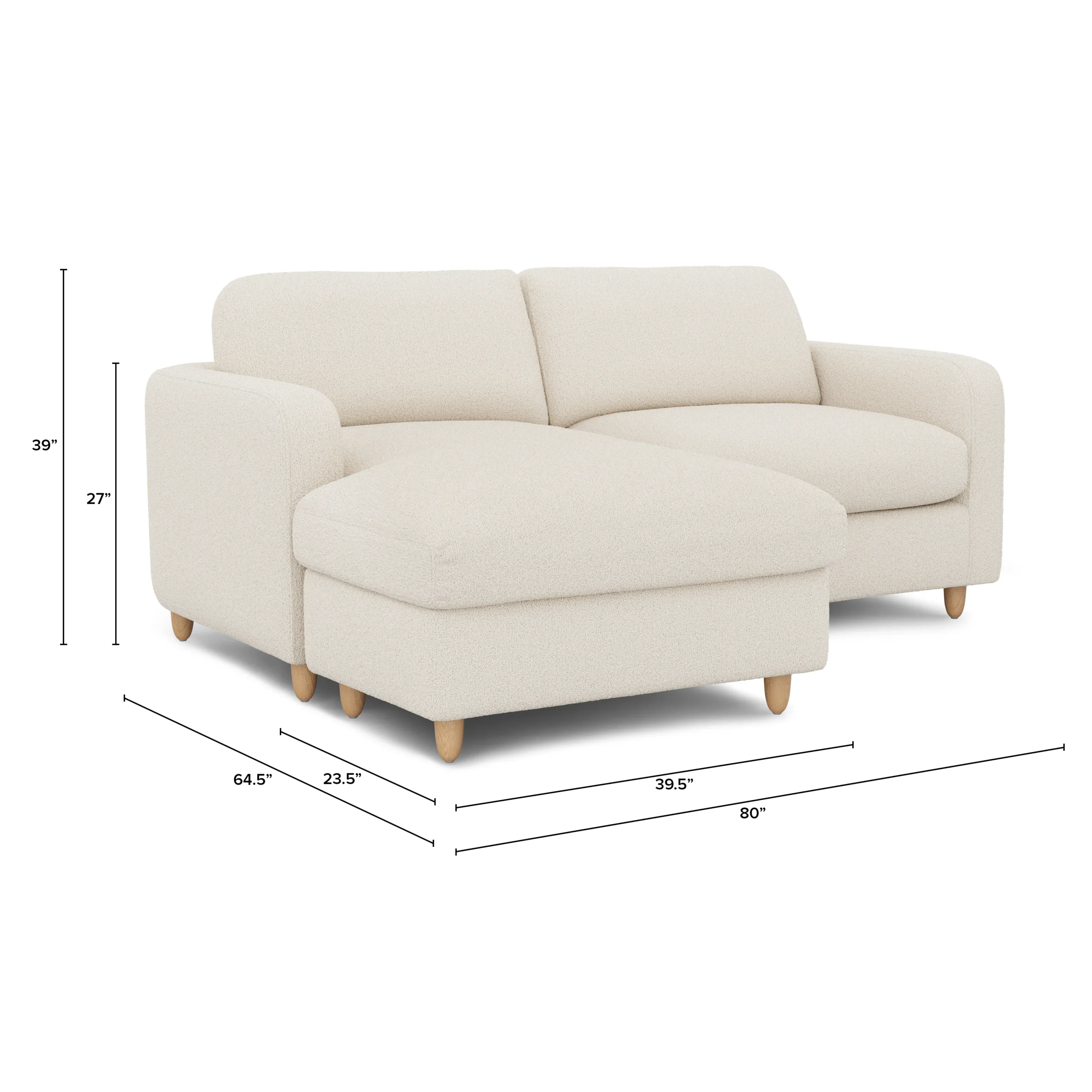 Vati 80_ Left Storage Sectional - Natural Oak and Ivory Wool Bouclé - Image 13