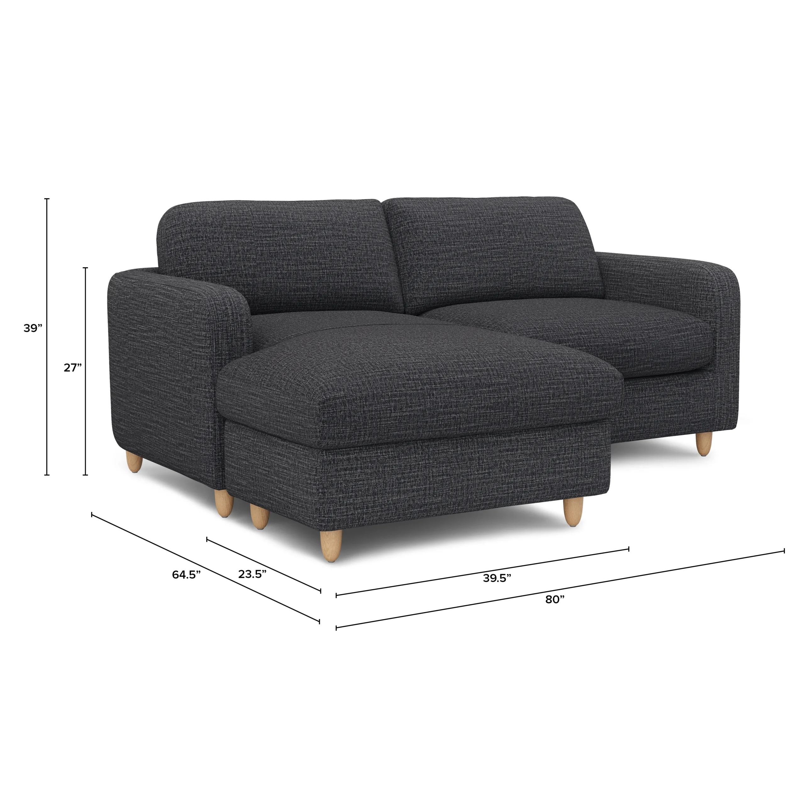 Vati 80_ Left Storage Sectional - Natural Oak and Napa Charcoal - Image 13
