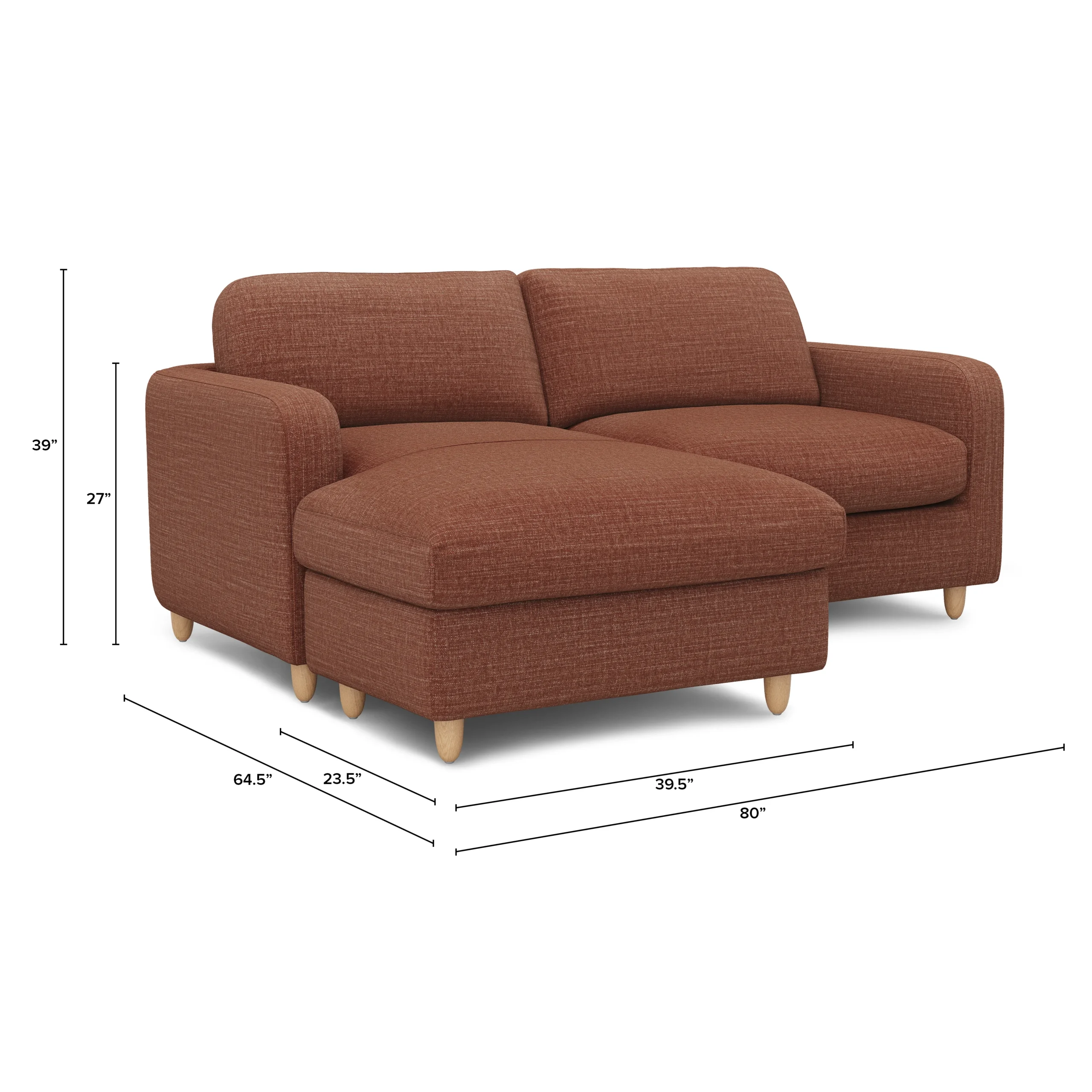 Vati 80_ Left Storage Sectional - Natural Oak and Napa Rust - Image 2
