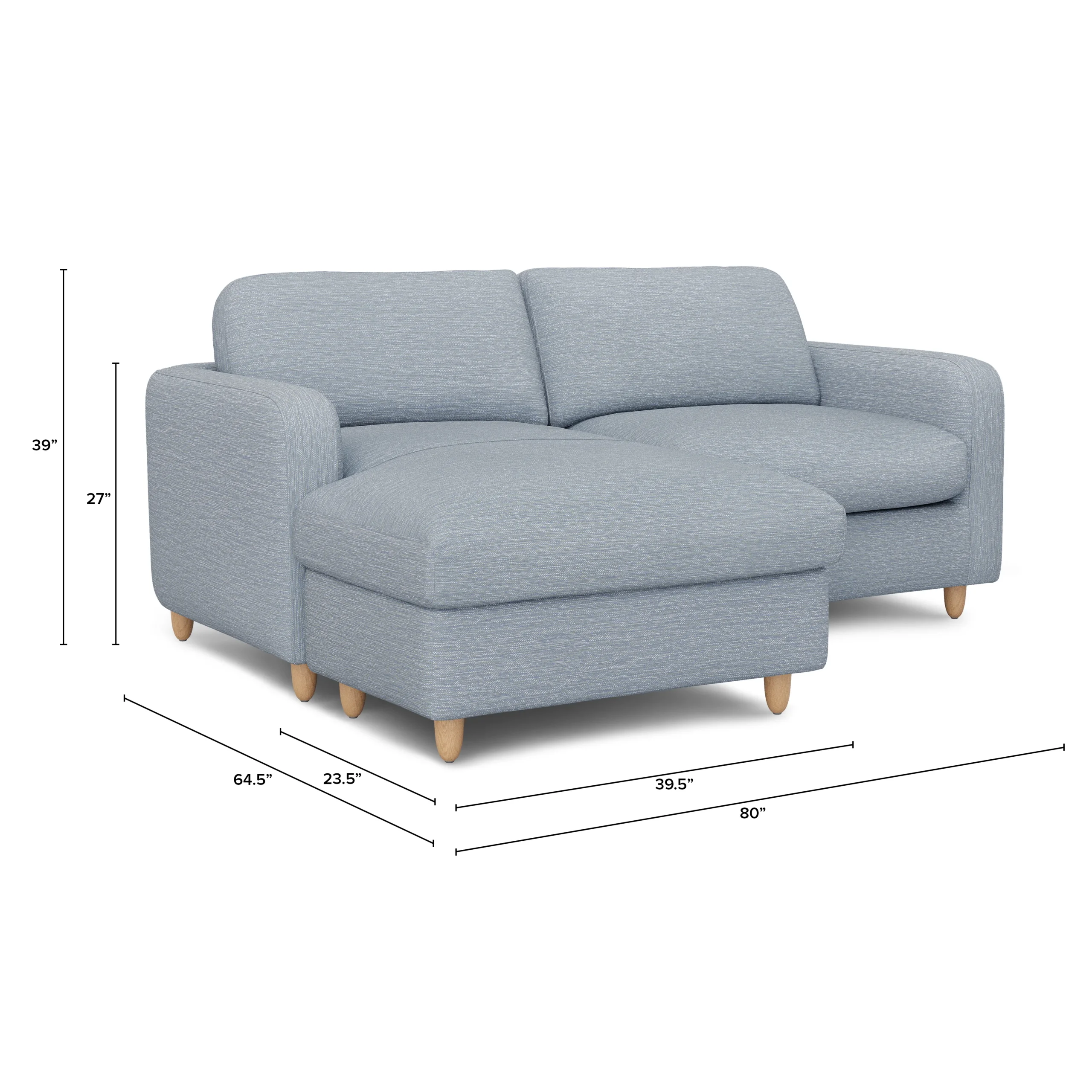 Vati 80_ Left Storage Sectional - Natural Oak and Silver Light Blue - Image 2