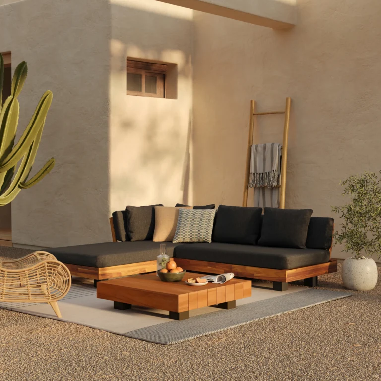 Lubek 82.5_ Outdoor Low Left Sectional Set - Slate Gray