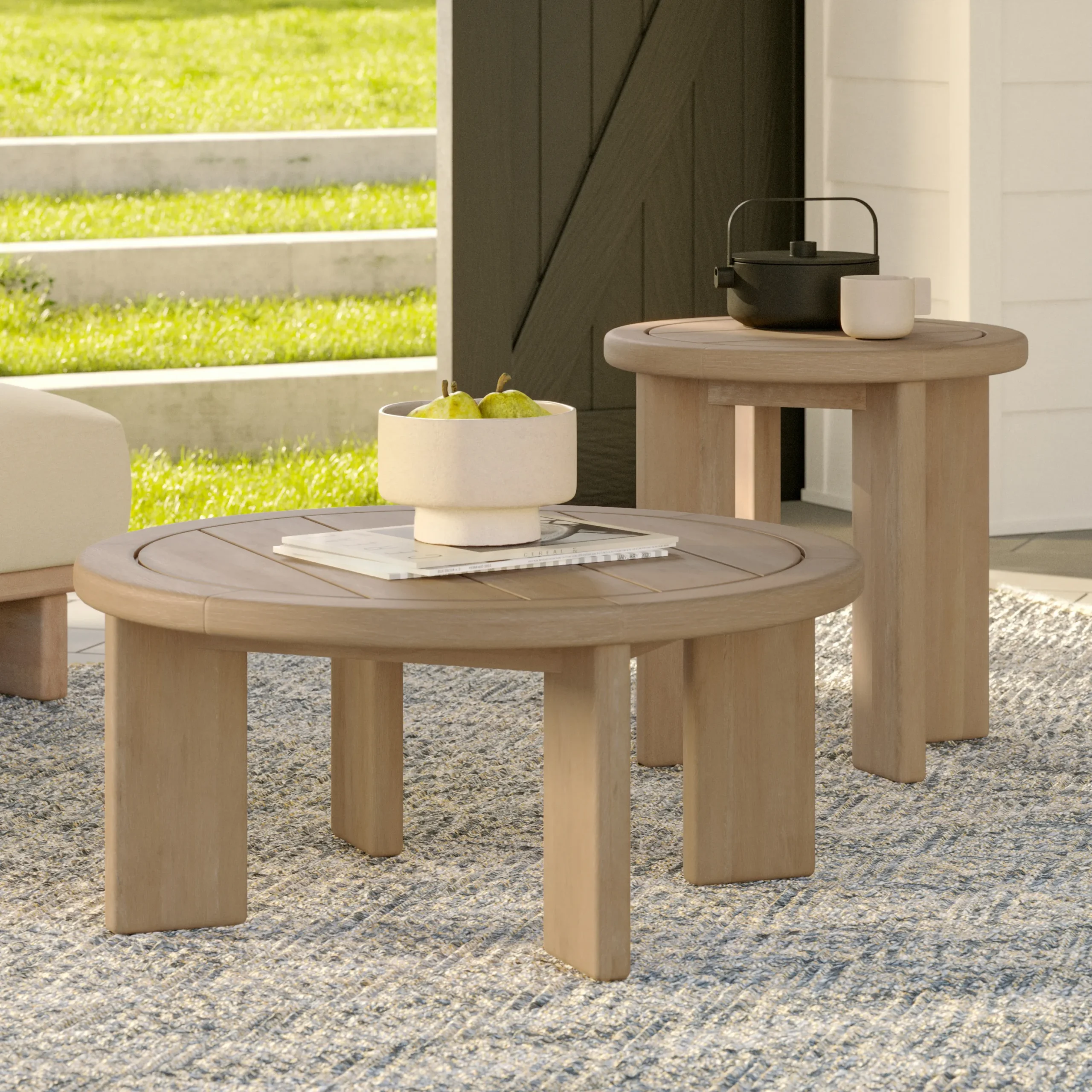 Daphne Outdoor Coffee and Side Table Set - Eucalyptus - Image 6