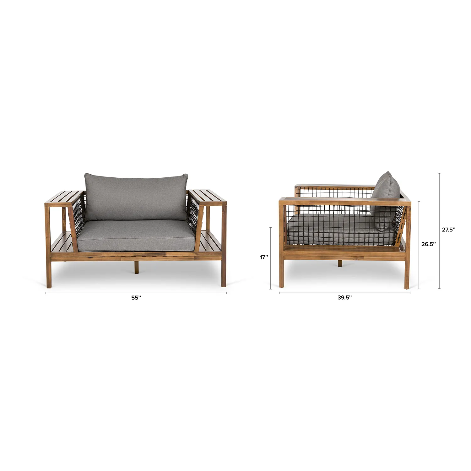 Callais 90.5_ Outdoor Sofa Set - Taupe Gray - Image 2
