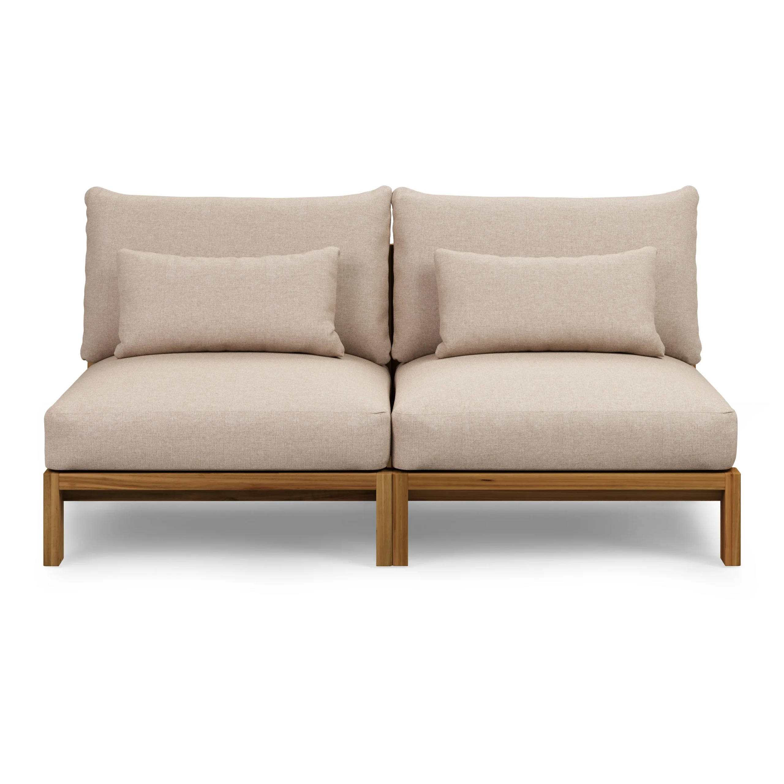Cove 68.5_ Outdoor Armless Modular Loveseat - Basket Beige - Image 11