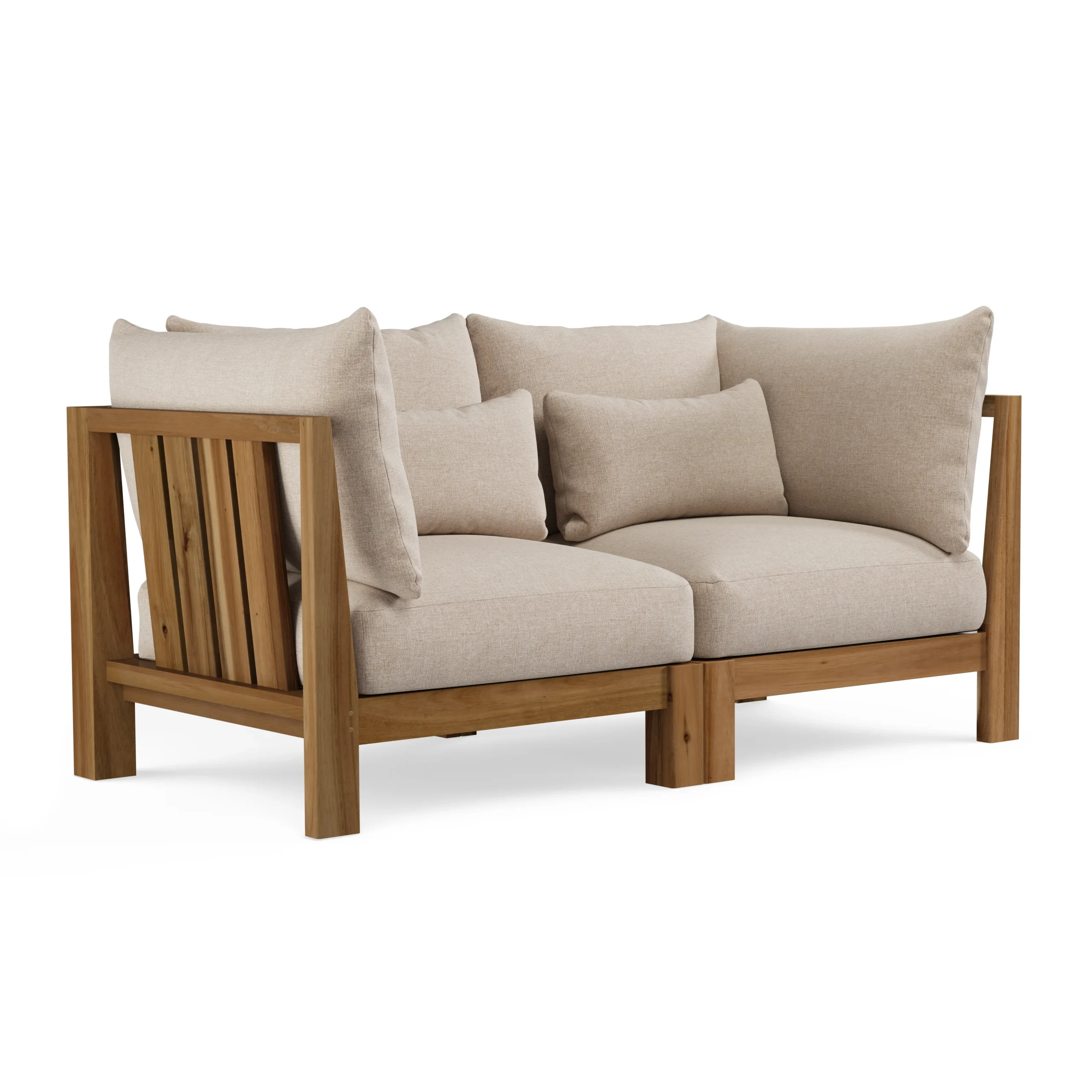 Cove 68.5_ Outdoor Modular Loveseat - Basket Beige - Image 3