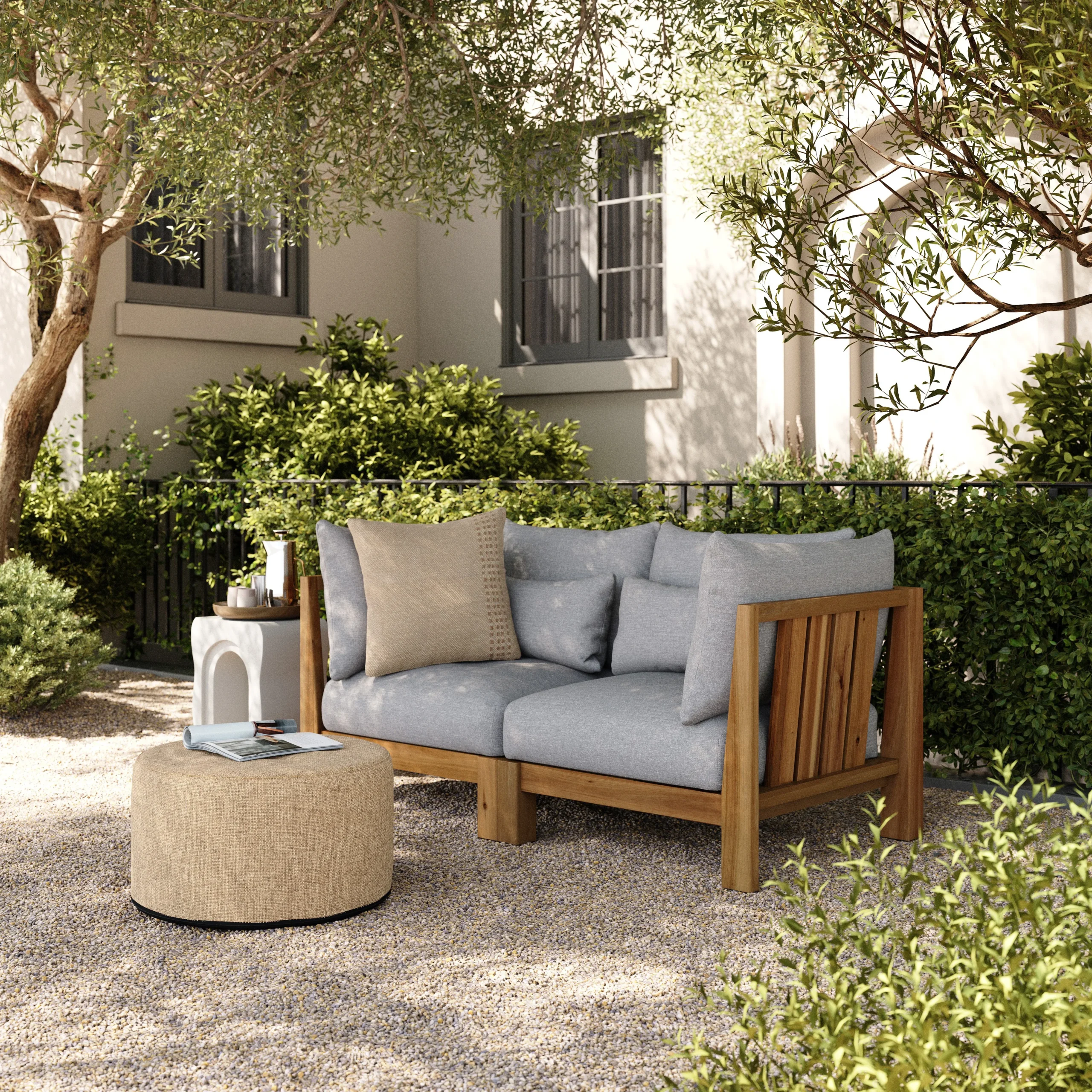 Cove 68.5_ Outdoor Modular Loveseat - Basket Gray - Image 8