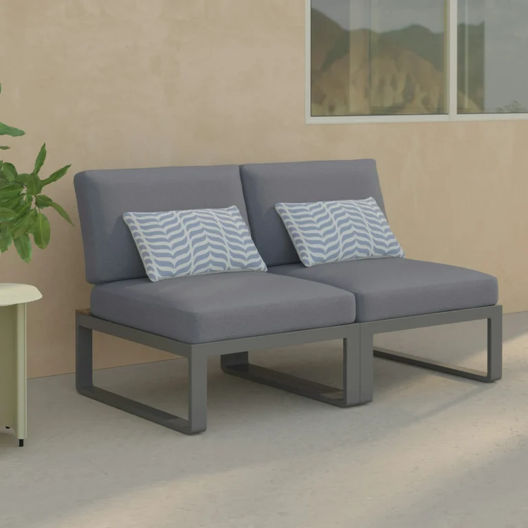 Kezia 56_ Outdoor Armless Modular Loveseat - Whale Gray