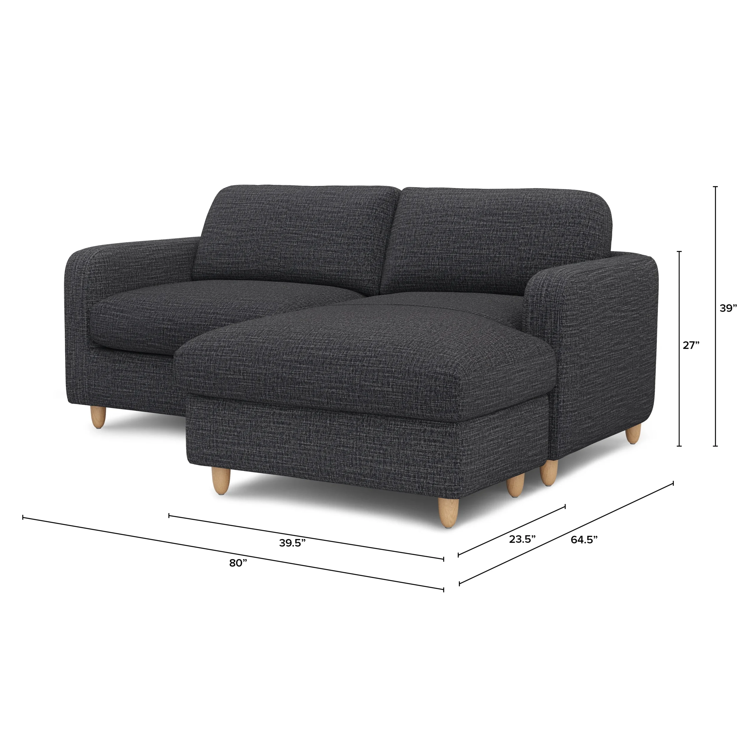 Vati 80_ Right Storage Sectional - Natural Oak and Napa Charcoal - Image 2