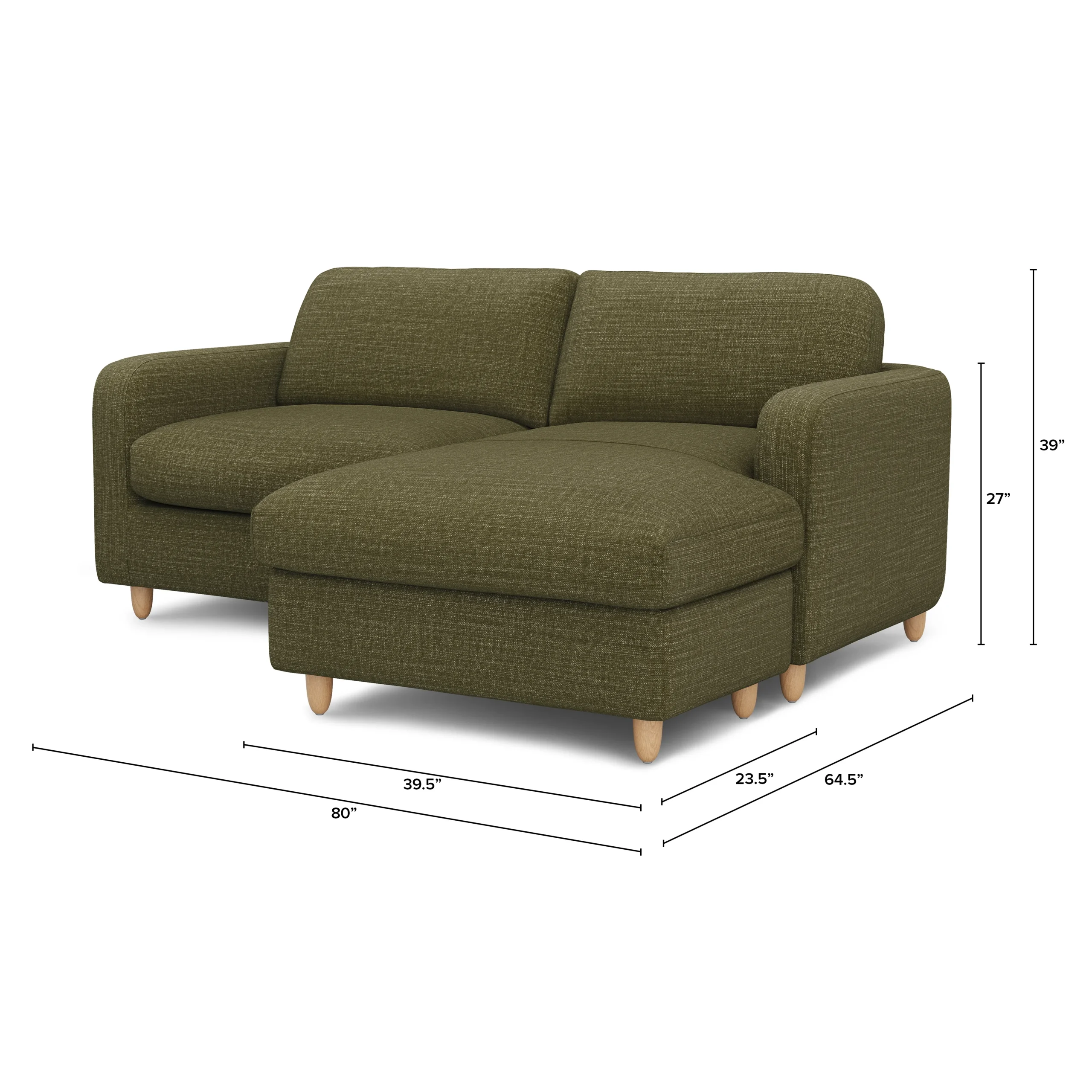 Vati 80_ Right Storage Sectional -  Natural Oak and Napa Moss - Image 2