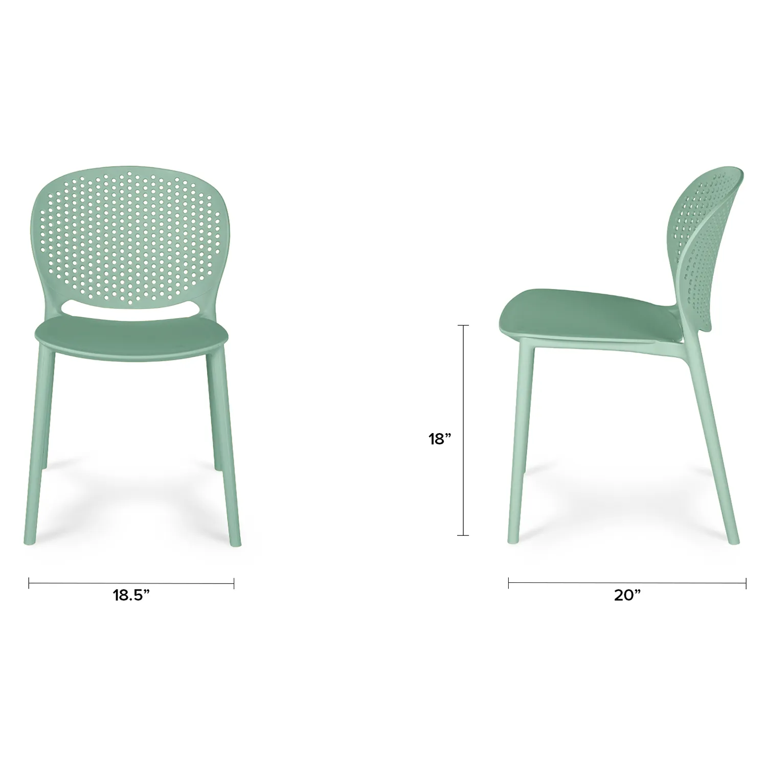 Dot Outdoor Stackable Dining Chair - Malibu Aqua - Image 2