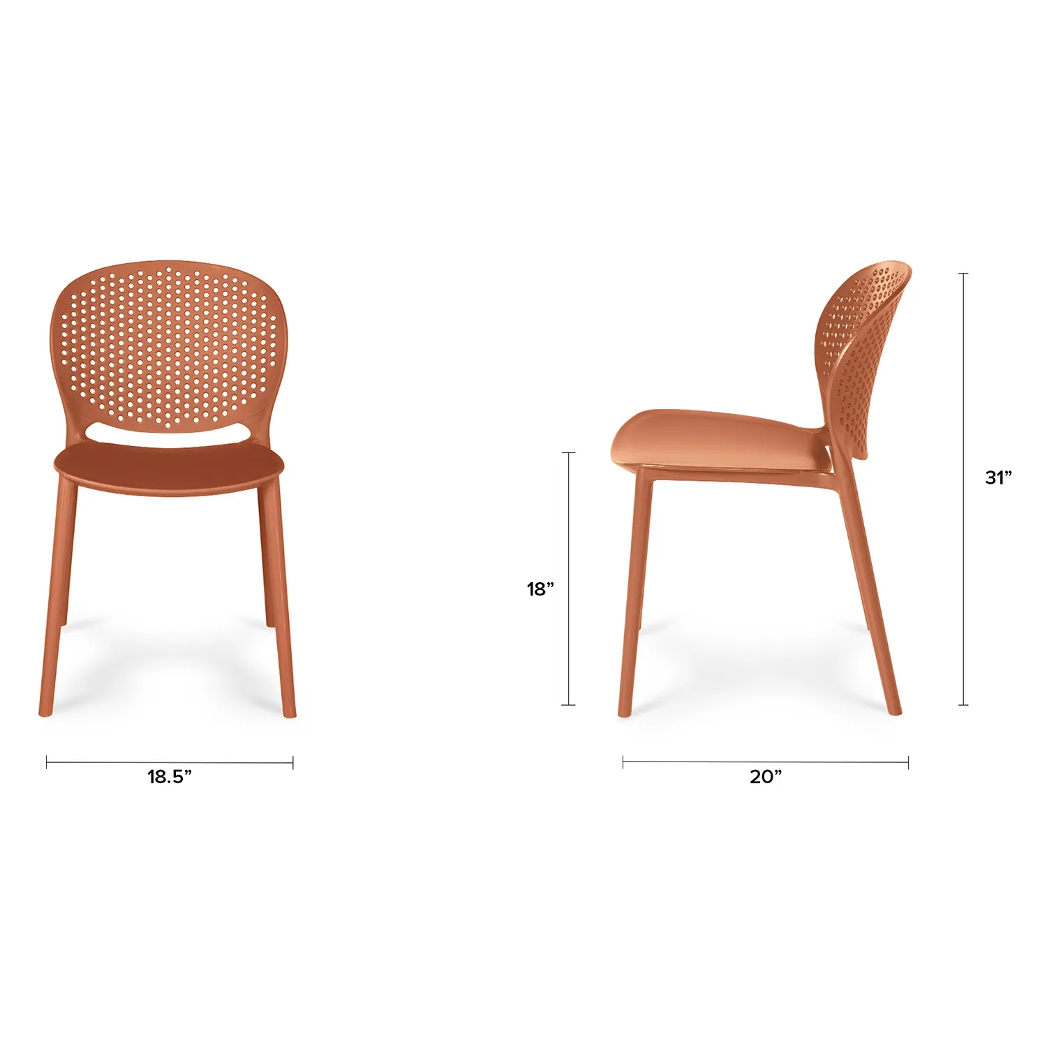 Dot Outdoor Stackable Dining Chair - Tanga Orange - Image 2